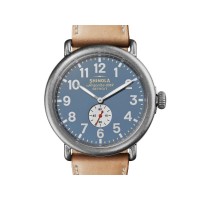 Runwell 47MM Watch With True Blue Dial And Natural Leather Strap