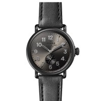 Runwell 41MM Black Watch With Gunmetal Dial And Black Leather Strap