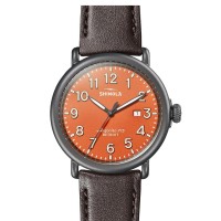 Runwell 47MM Gunmetal Watch With PersiMMon Dial And Kodiak Brown Leather Strap