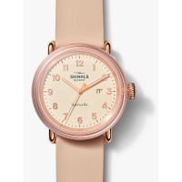 Detrola "The Pinky" 43MM Rose Gold Watch With Cream Dial And Blush Silicone Strap