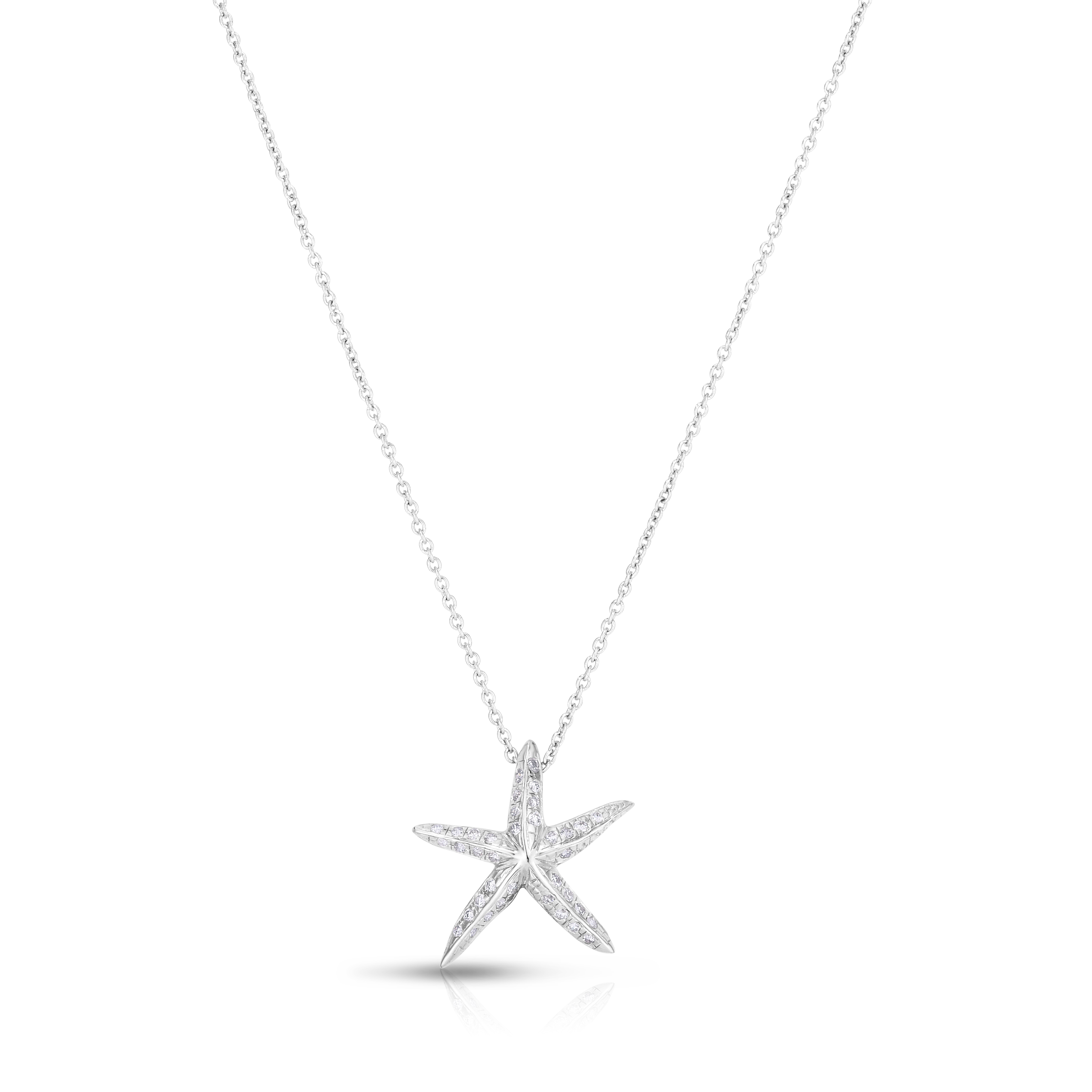 18k White Gold Tiny Treasures Diamond Starfish Necklace