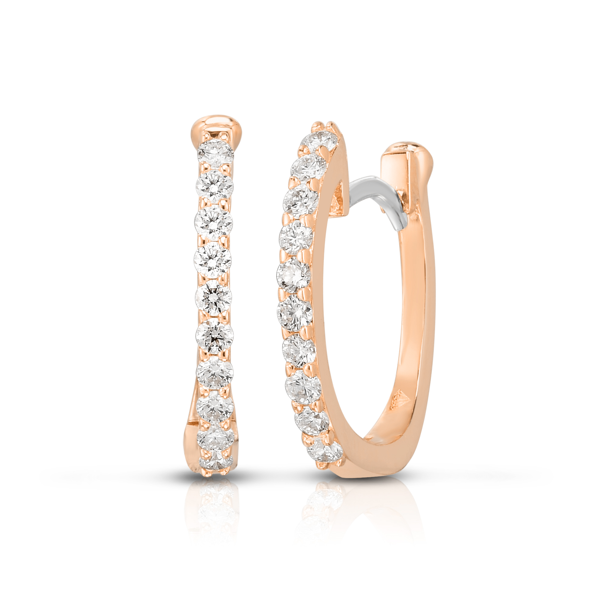 18k Rose Gold Perfect Diamond Hoop® Pave Diamond Huggy Earrings