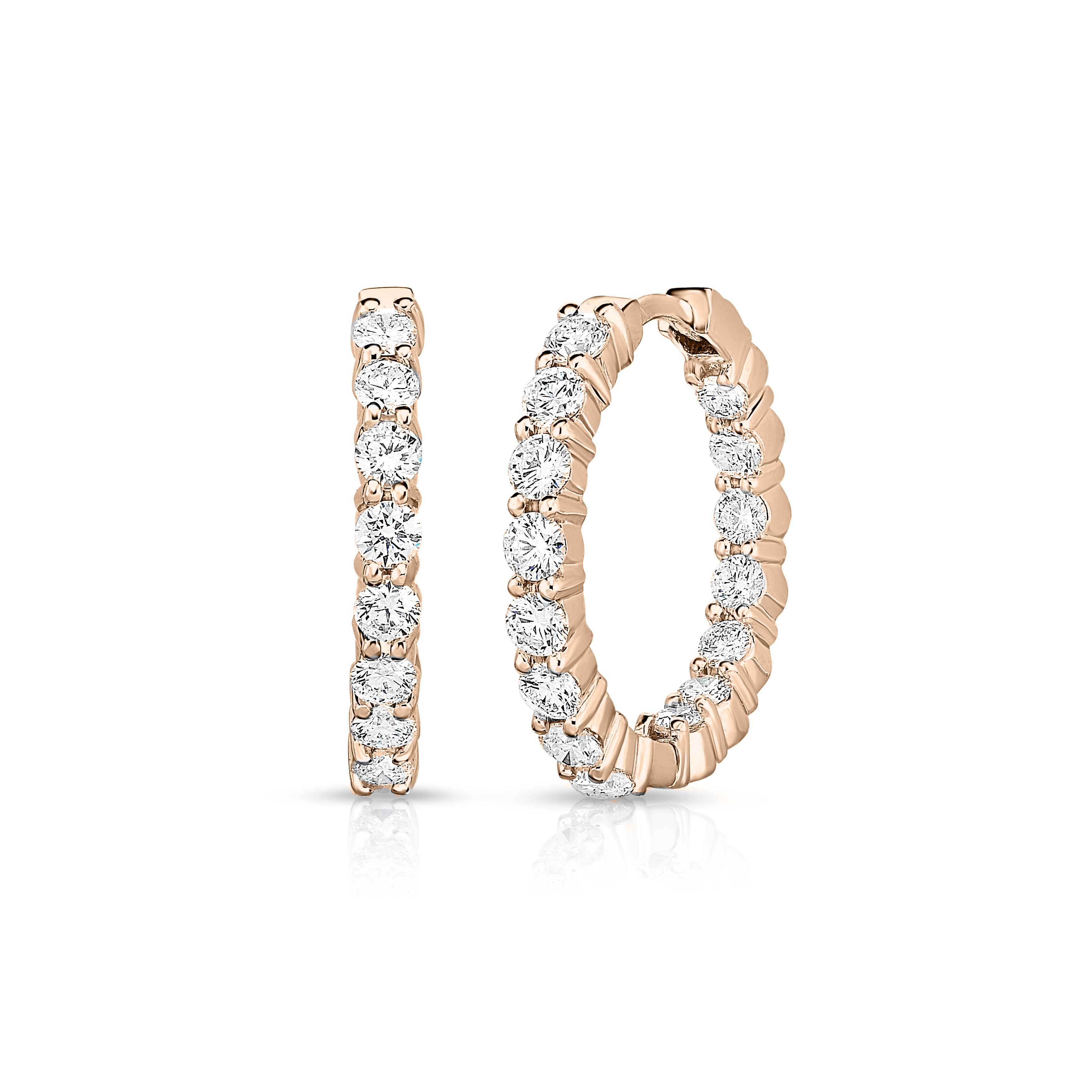 18k Rose Gold The Perfect Diamond Hoop® Inside Outside Earrings