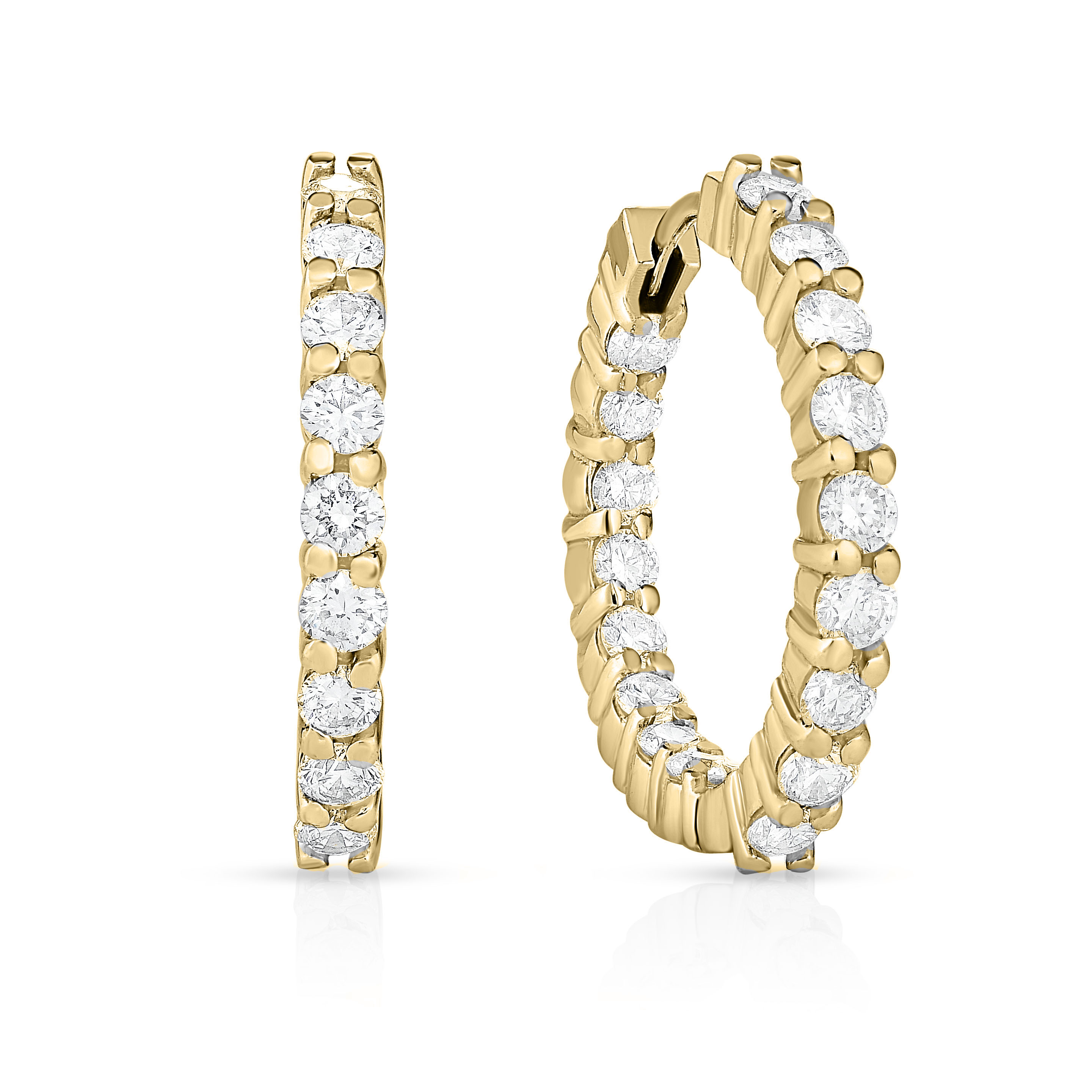 18k Yellow Gold The Perfect Diamond Hoop® Inside Outside Earrings