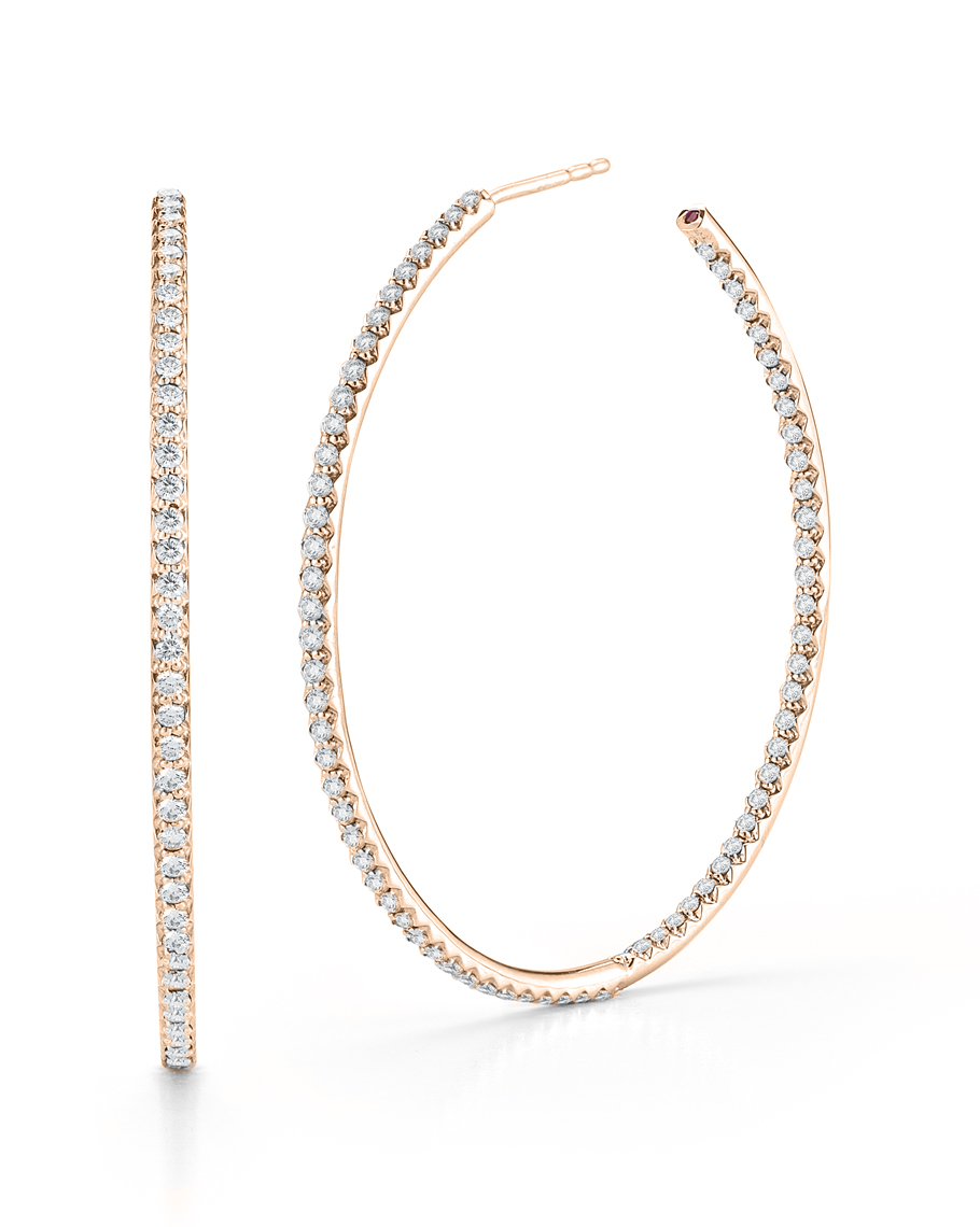 18k Rose Gold The Perfect Diamond Hoop® Xx Large Inside Outside Open Back Earrings