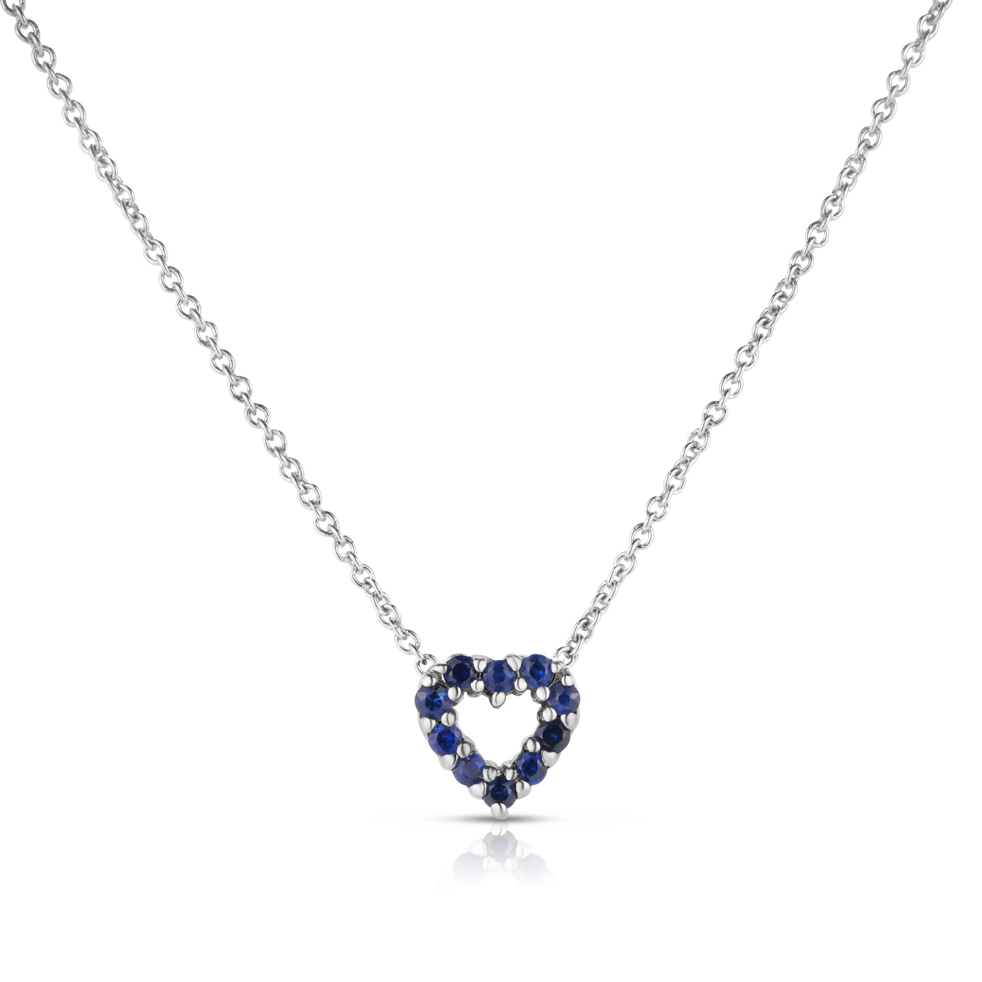 18k White Gold Tiny Treasures Diamond & Blue Sapphire Reversible Heart Necklace