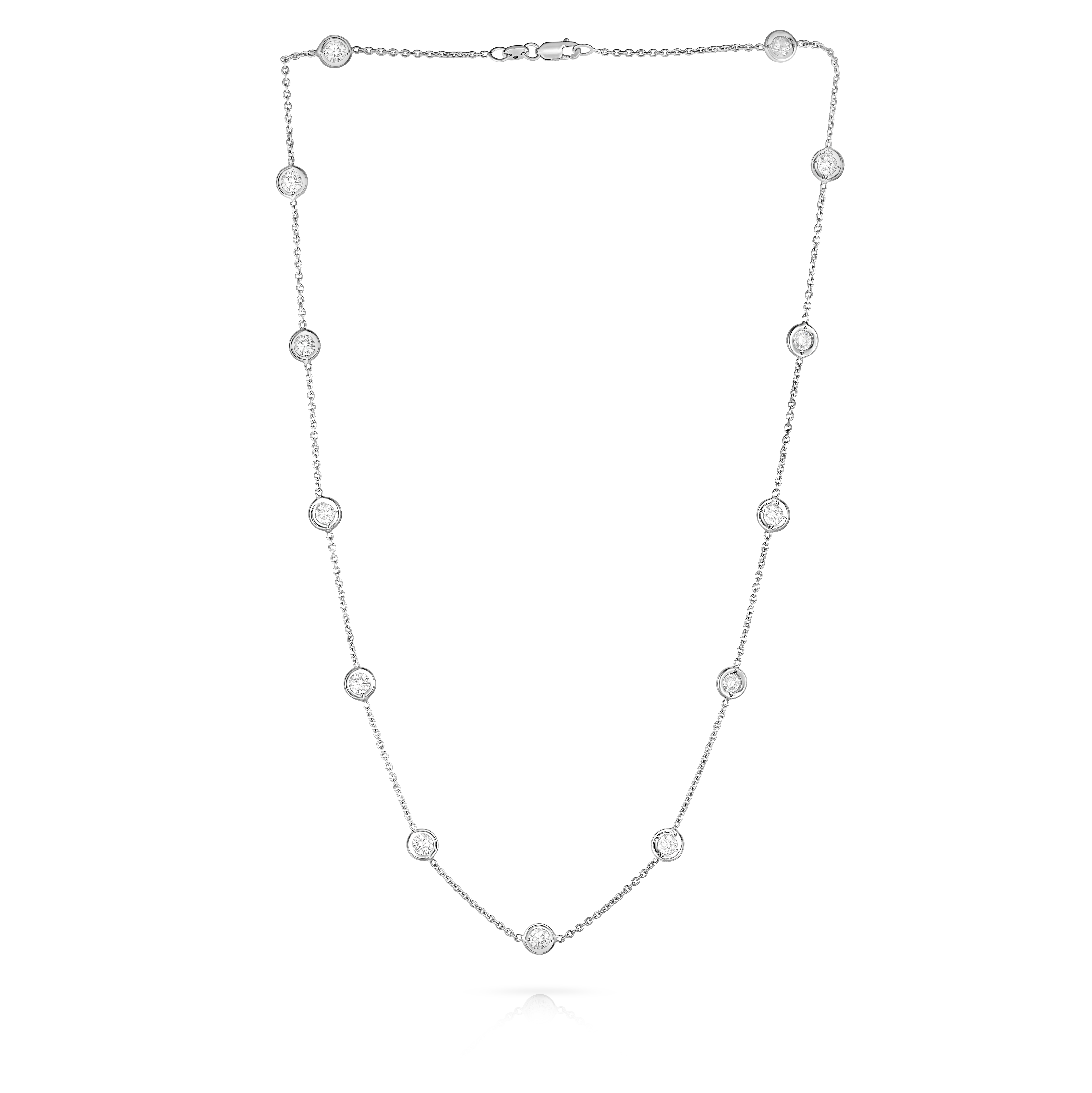 18k White Gold Diamonds By Inch 13 Station 18 Inch Necklace