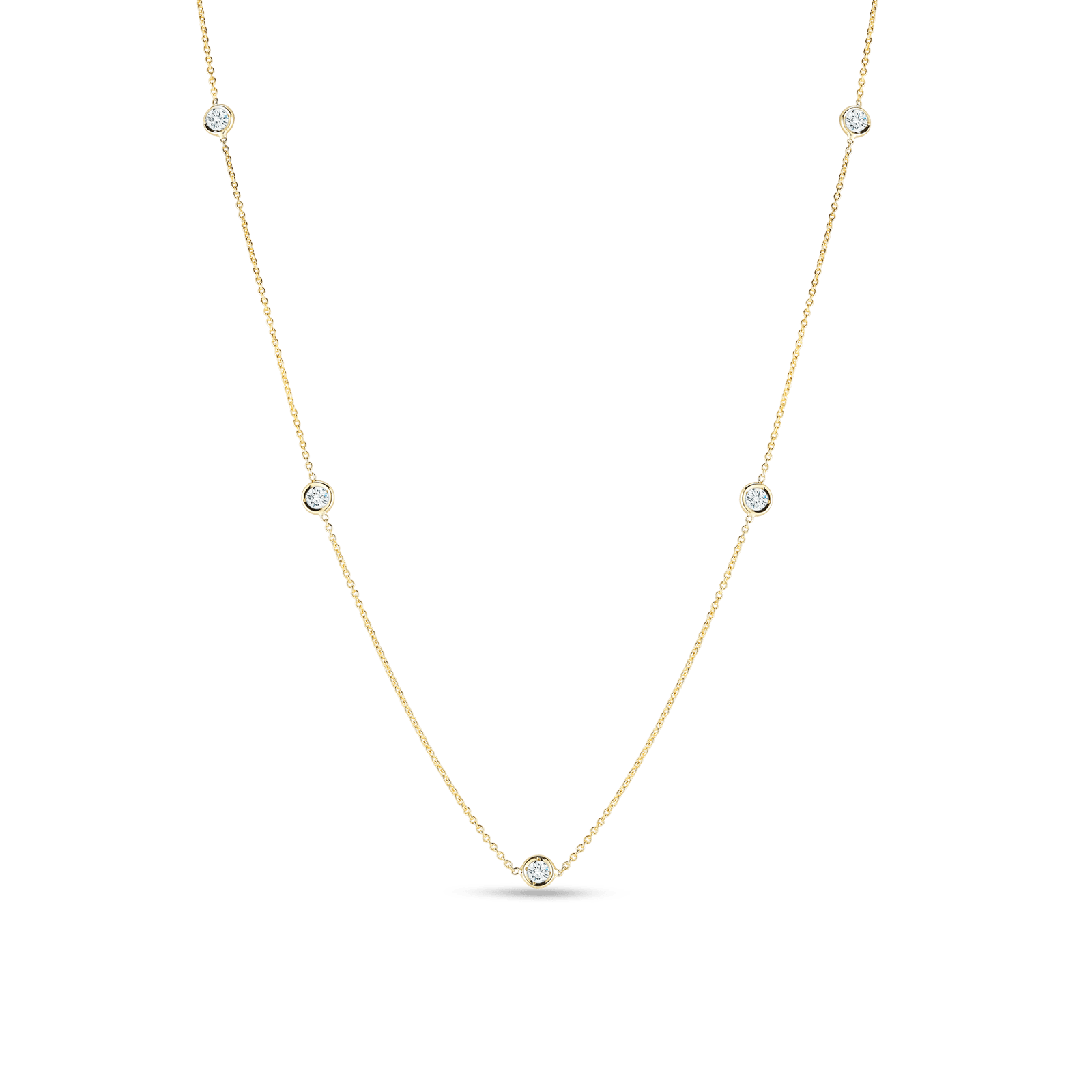 18k Yellow Gold Diamonds By The Inch Five Station Necklace