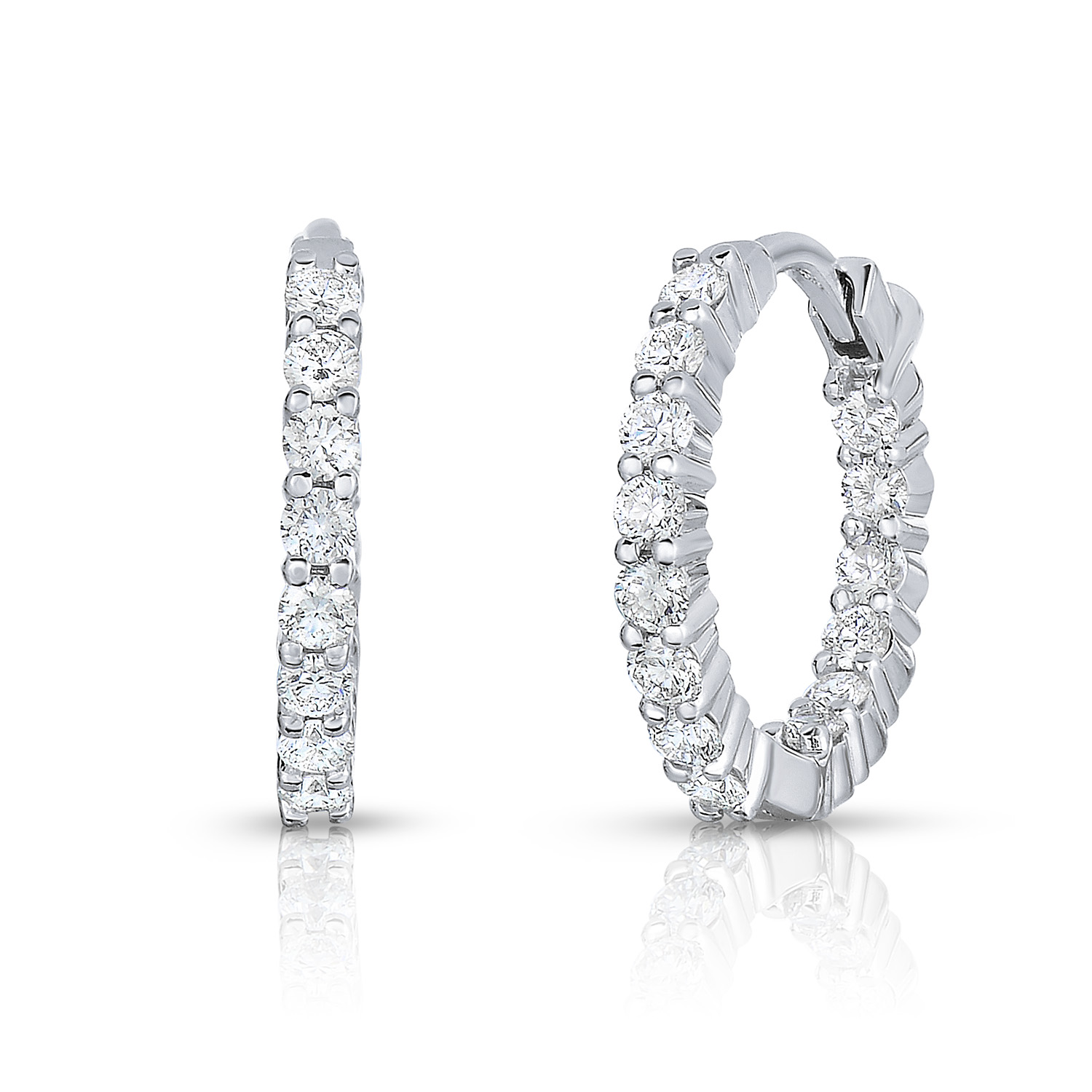 18k White Gold The Perfect Diamond Hoop® Inside Outside Earrings