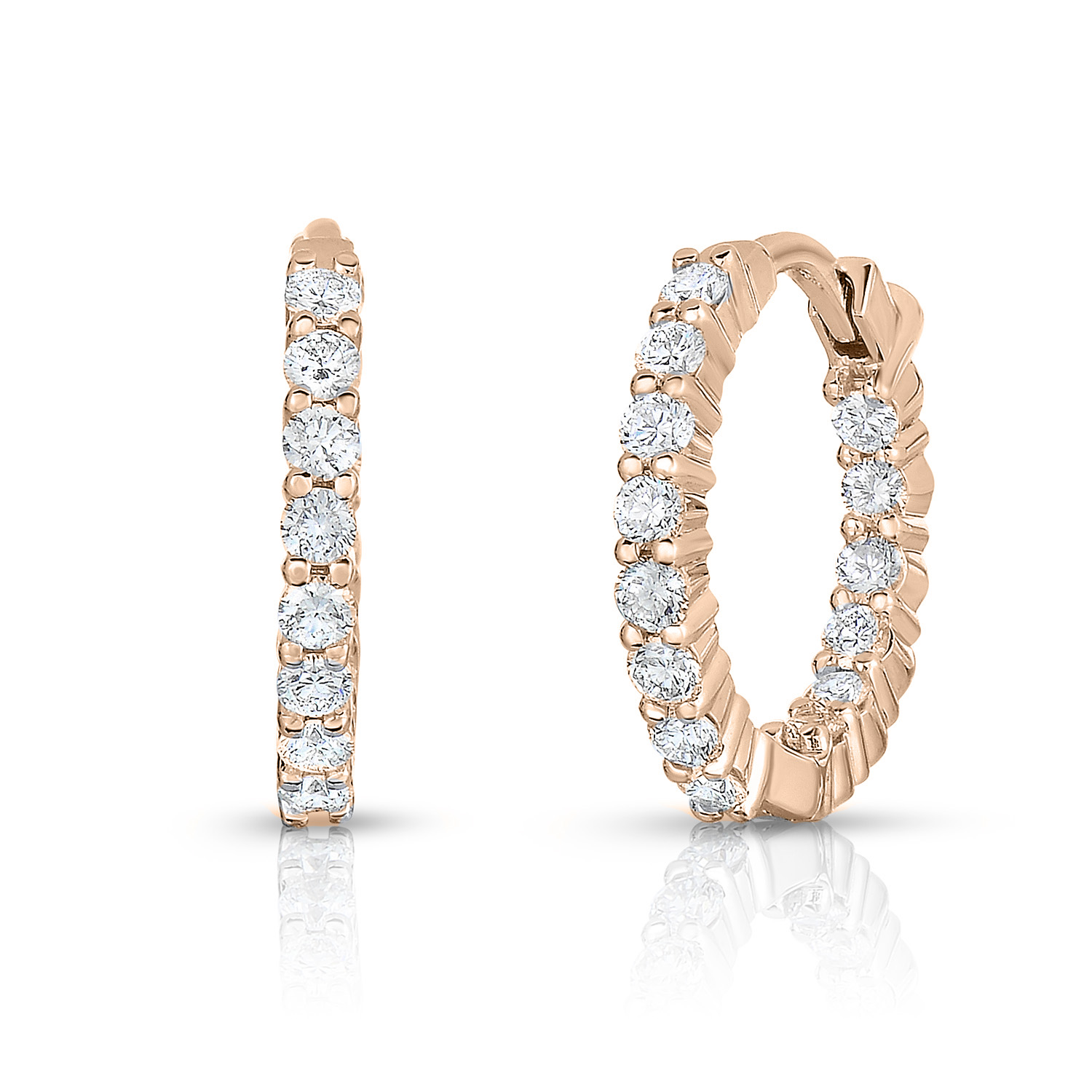18k Rose Gold The Perfect Diamond Hoop® Inside Outside Earrings