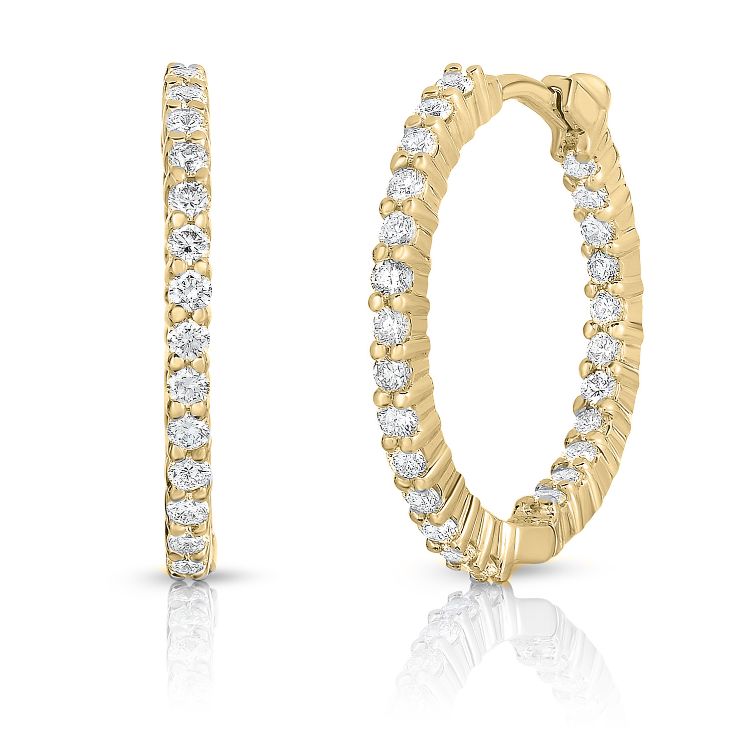 18k Yellow Gold The Perfect Diamond Hoop® Inside Outside Earrings