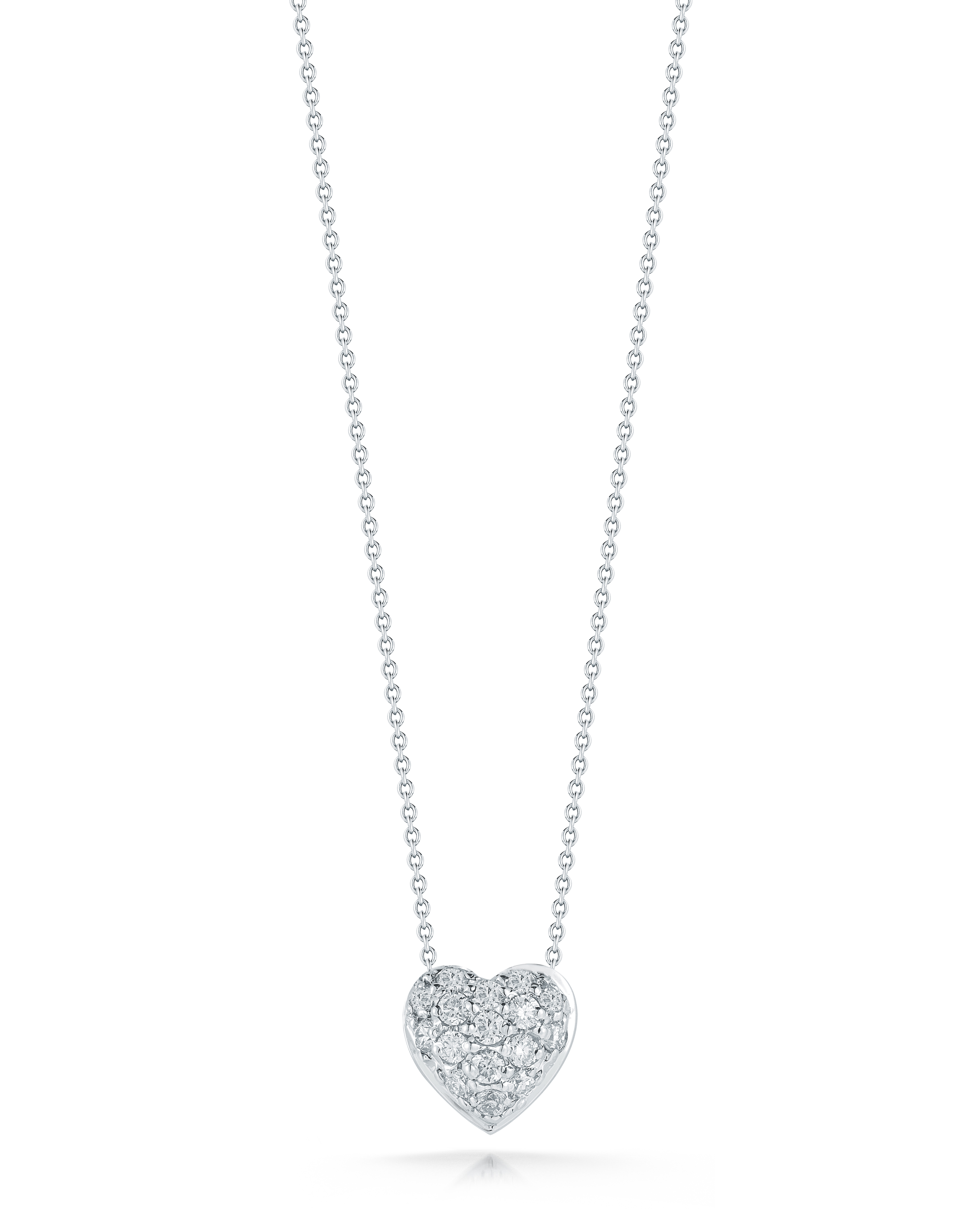 18k White Gold Tiny Treasures Diamond Puffed Heart Necklace