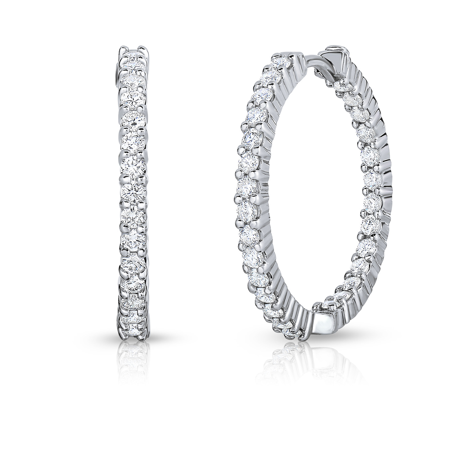 18k White Gold The Perfect Diamond Hoop® Inside Outside Earrings