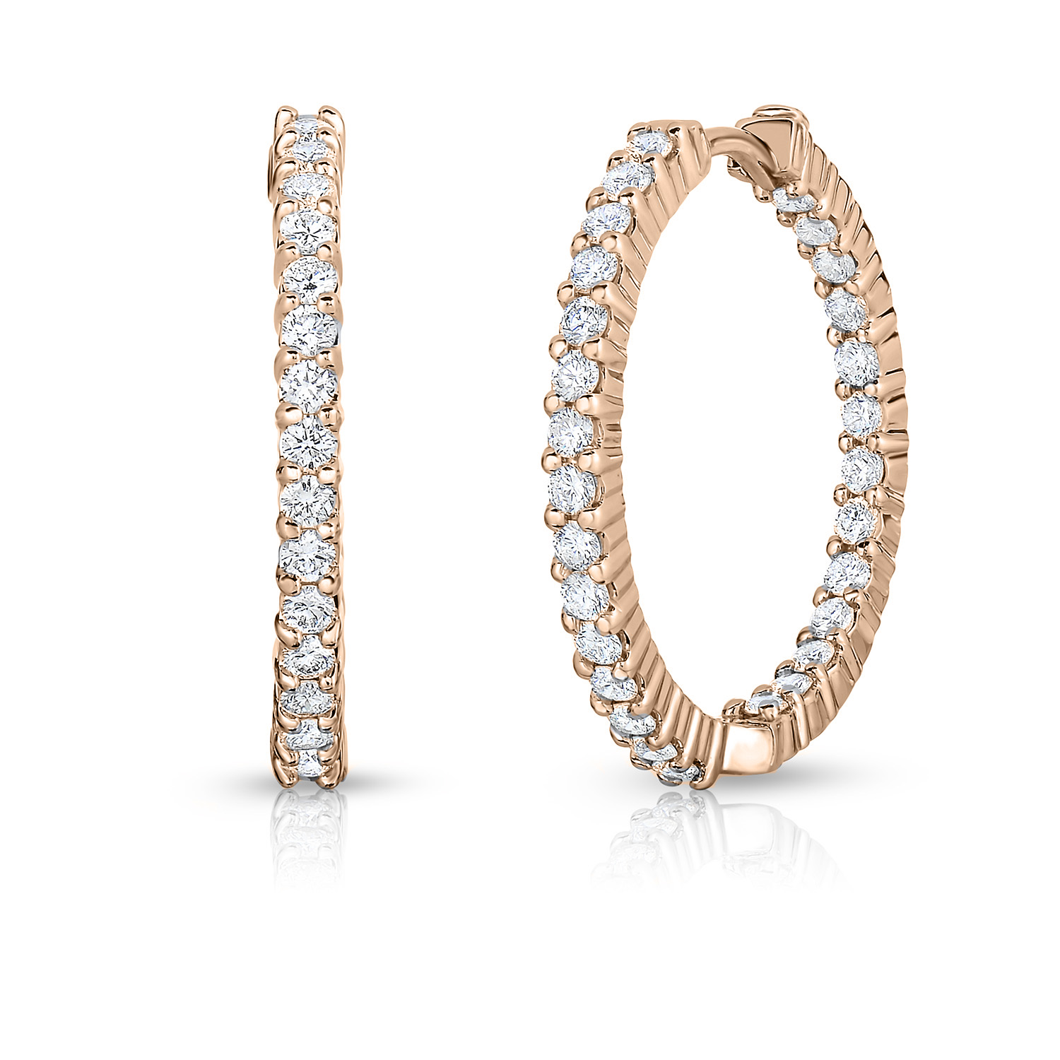 18k Rose Gold The Perfect Diamond Hoop® Inside Outside Earrings