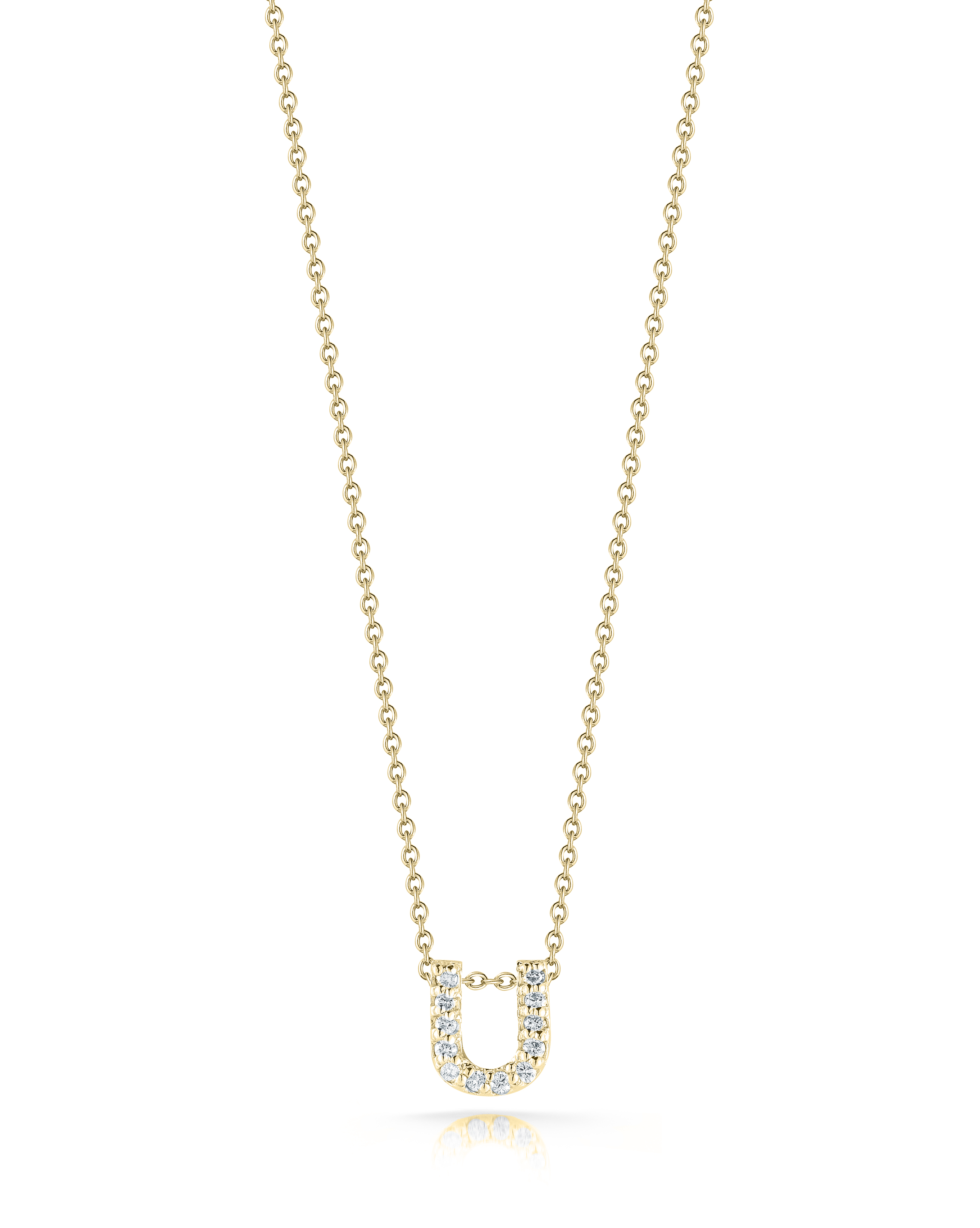 18k Yellow Gold Tiny Treasures Diamond Love Letter "u" Necklace