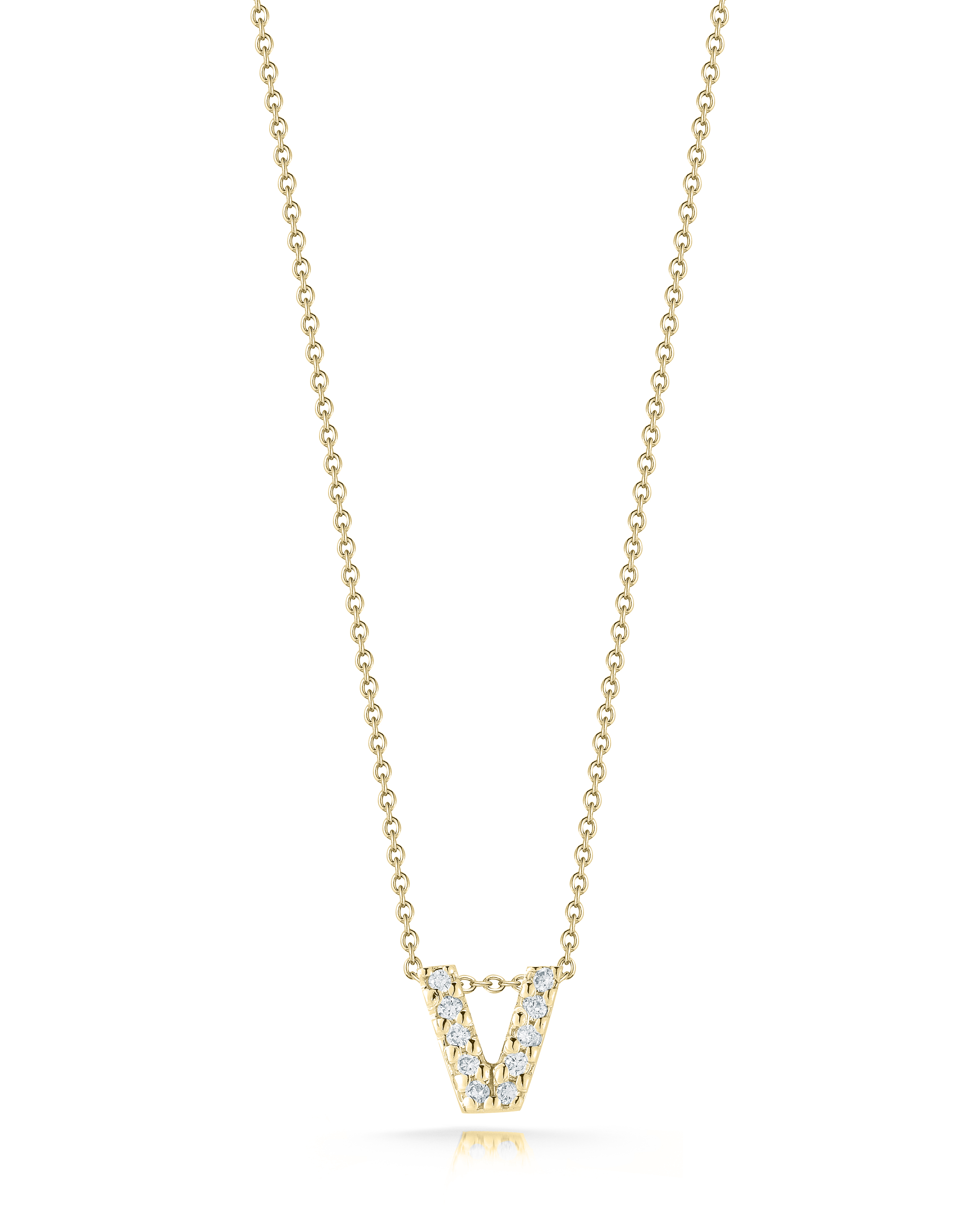 18k Yellow Gold Tiny Treasures Diamond Love Letter "v" Necklace