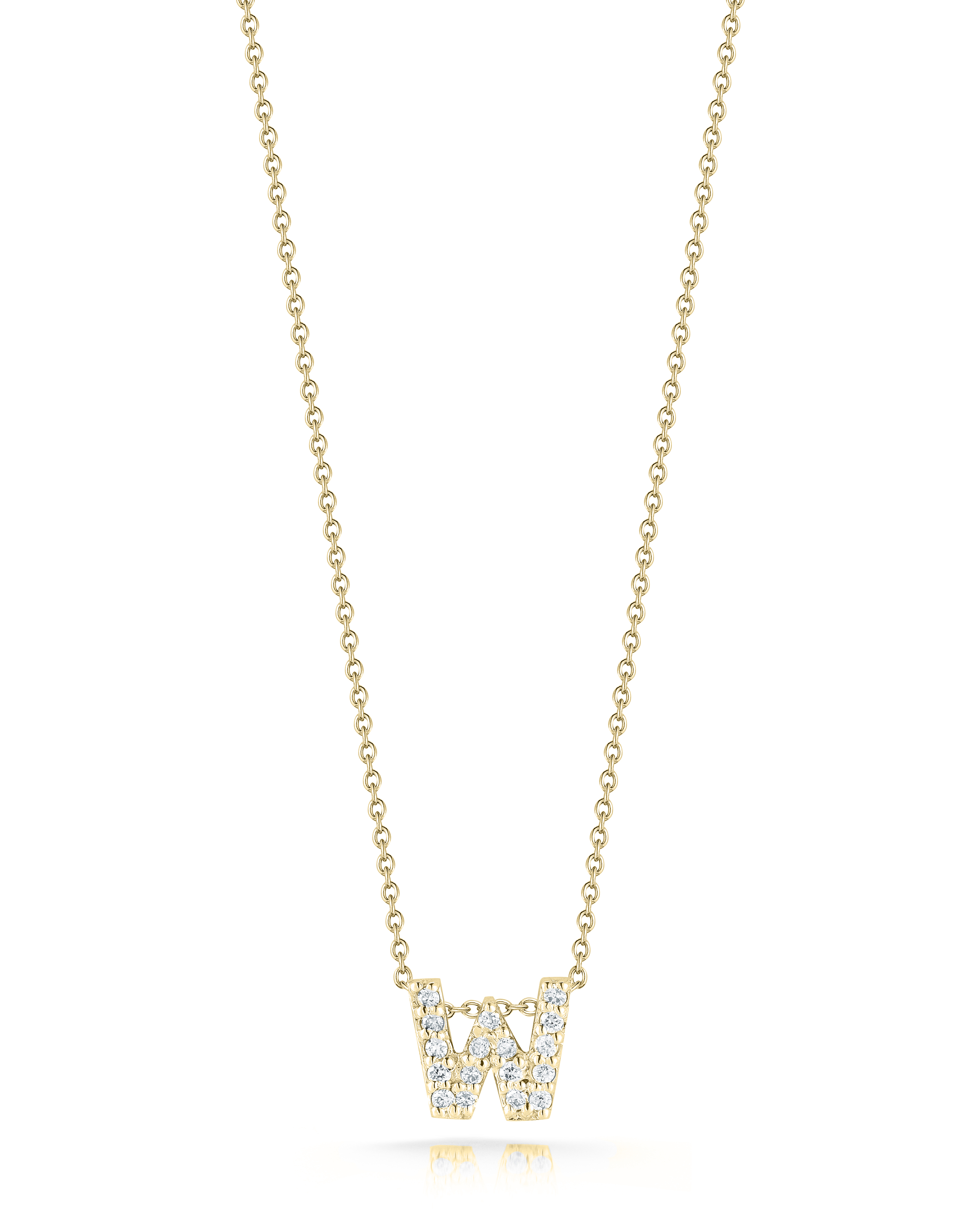 18k Yellow Gold Tiny Treasures Diamond Love Letter "w" Necklace