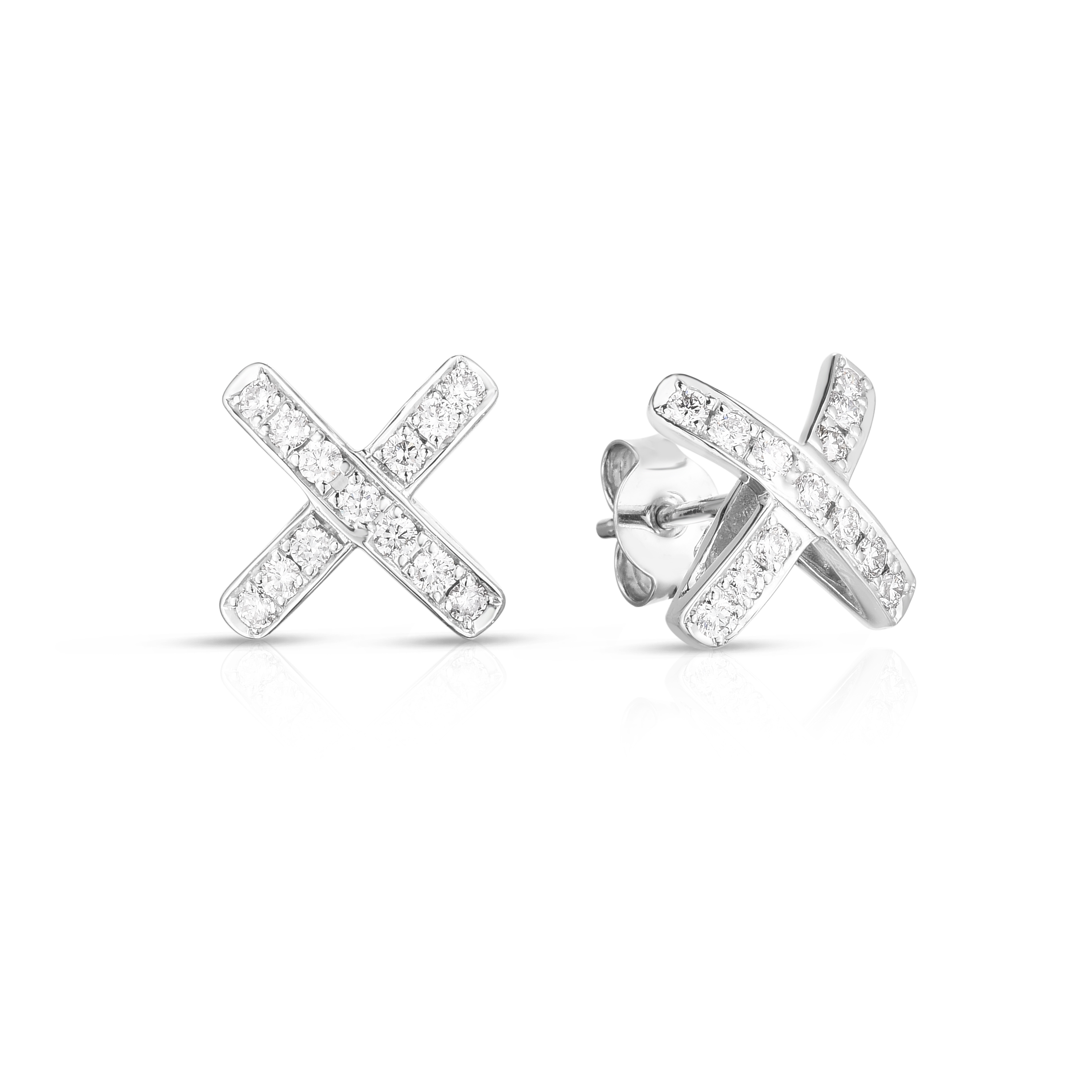 18k White Gold Tiny Treasures "x" Diamond Earrings