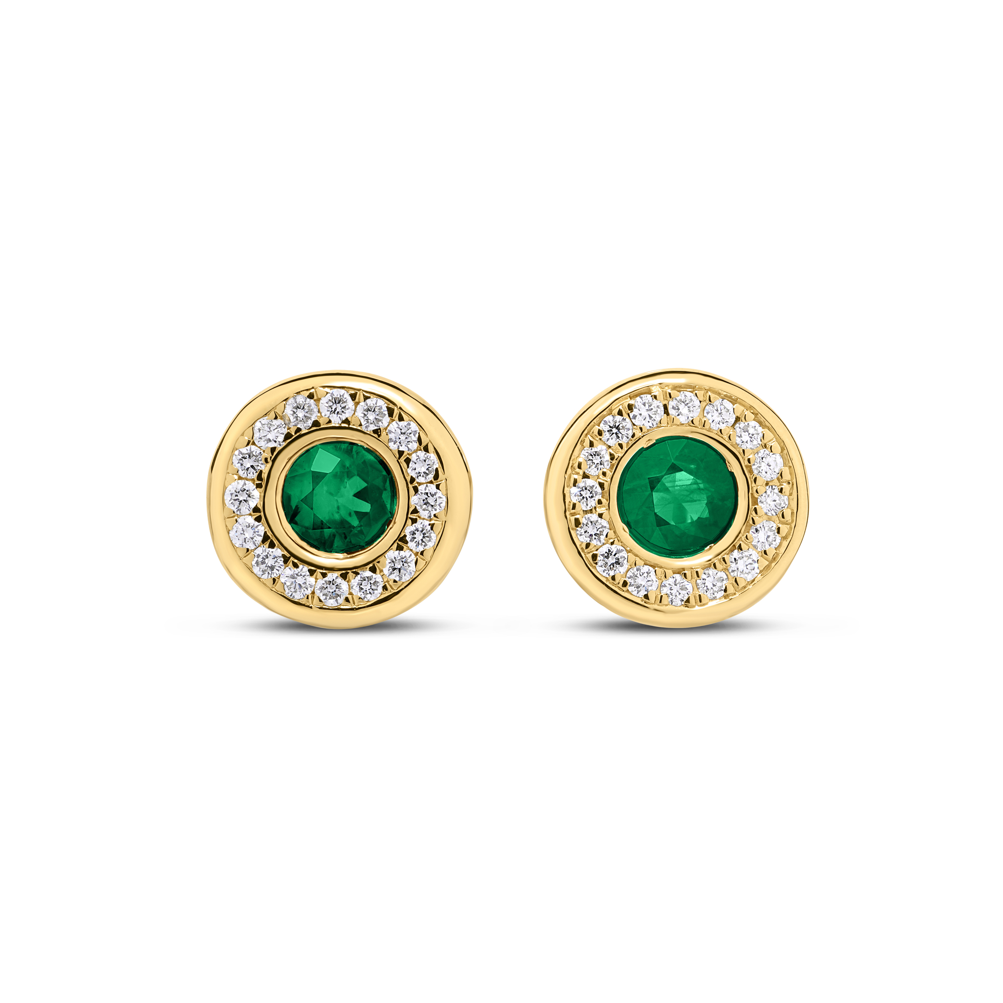 18k Yellow Gold Tiny Treasures Diamond And Emerald Stud Earrings