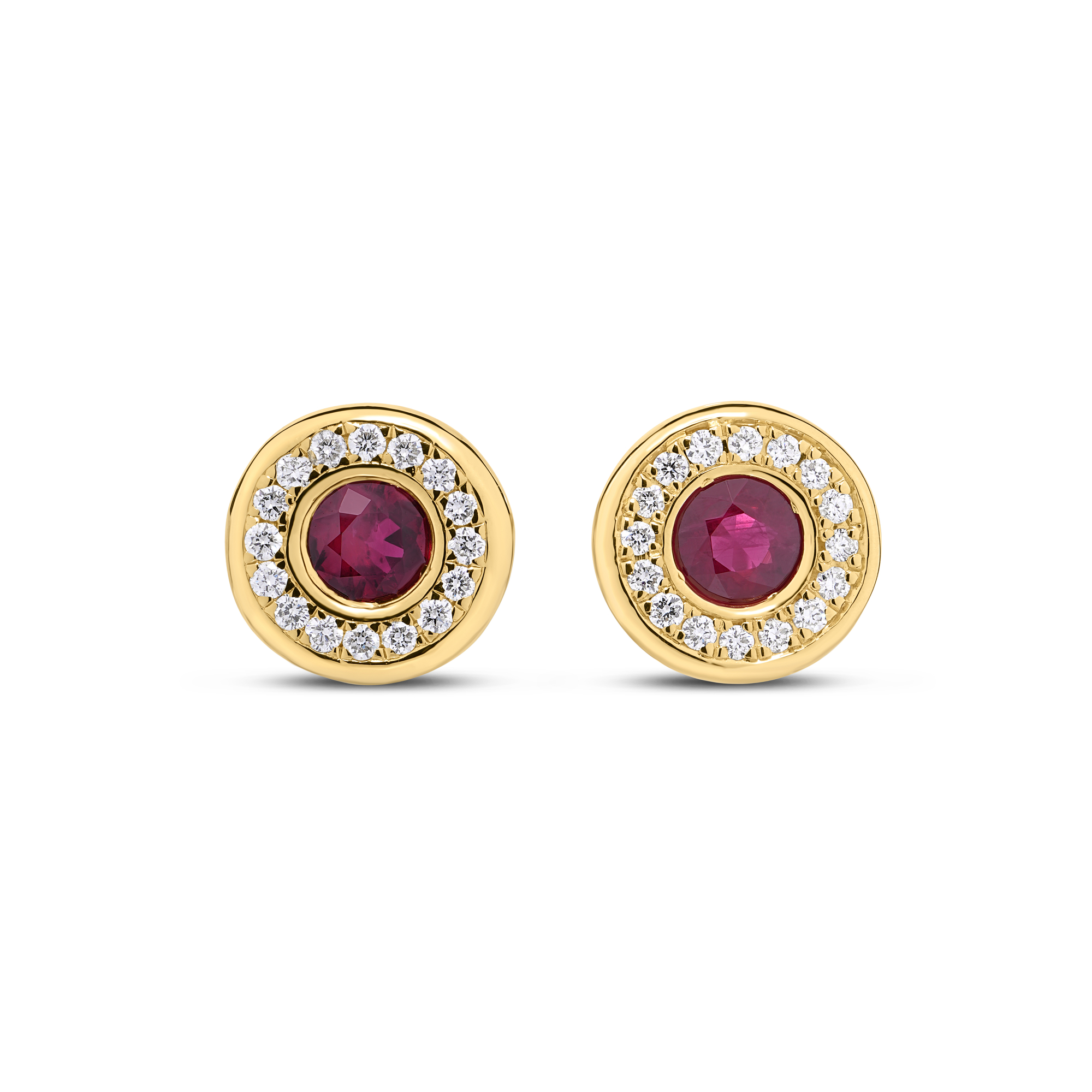 18k Yellow Gold Tiny Treasures Diamond And Ruby Stud Earrings