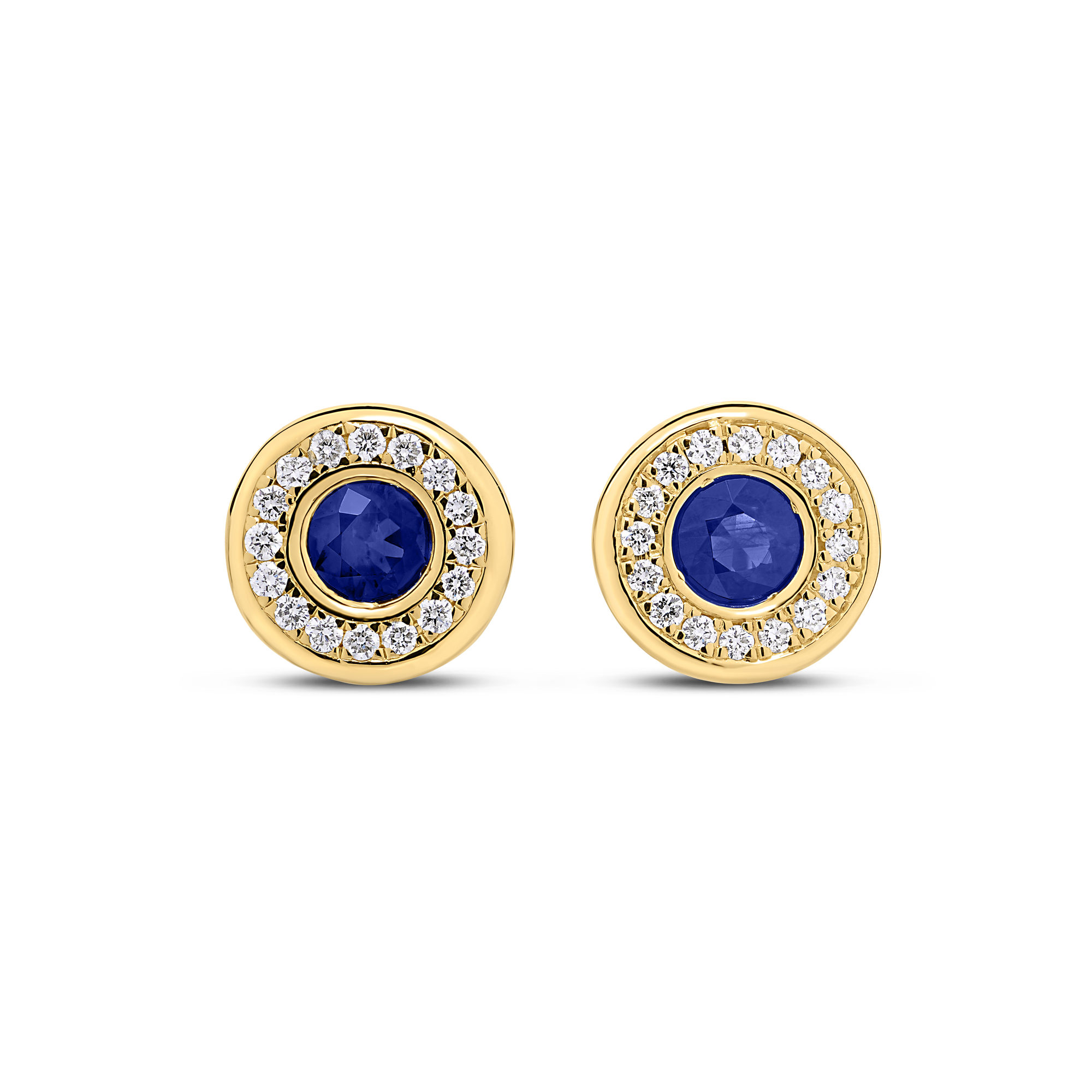 18k Yellow Gold Tiny Treasures Diamond And Blue Sapphire Stud Earrings