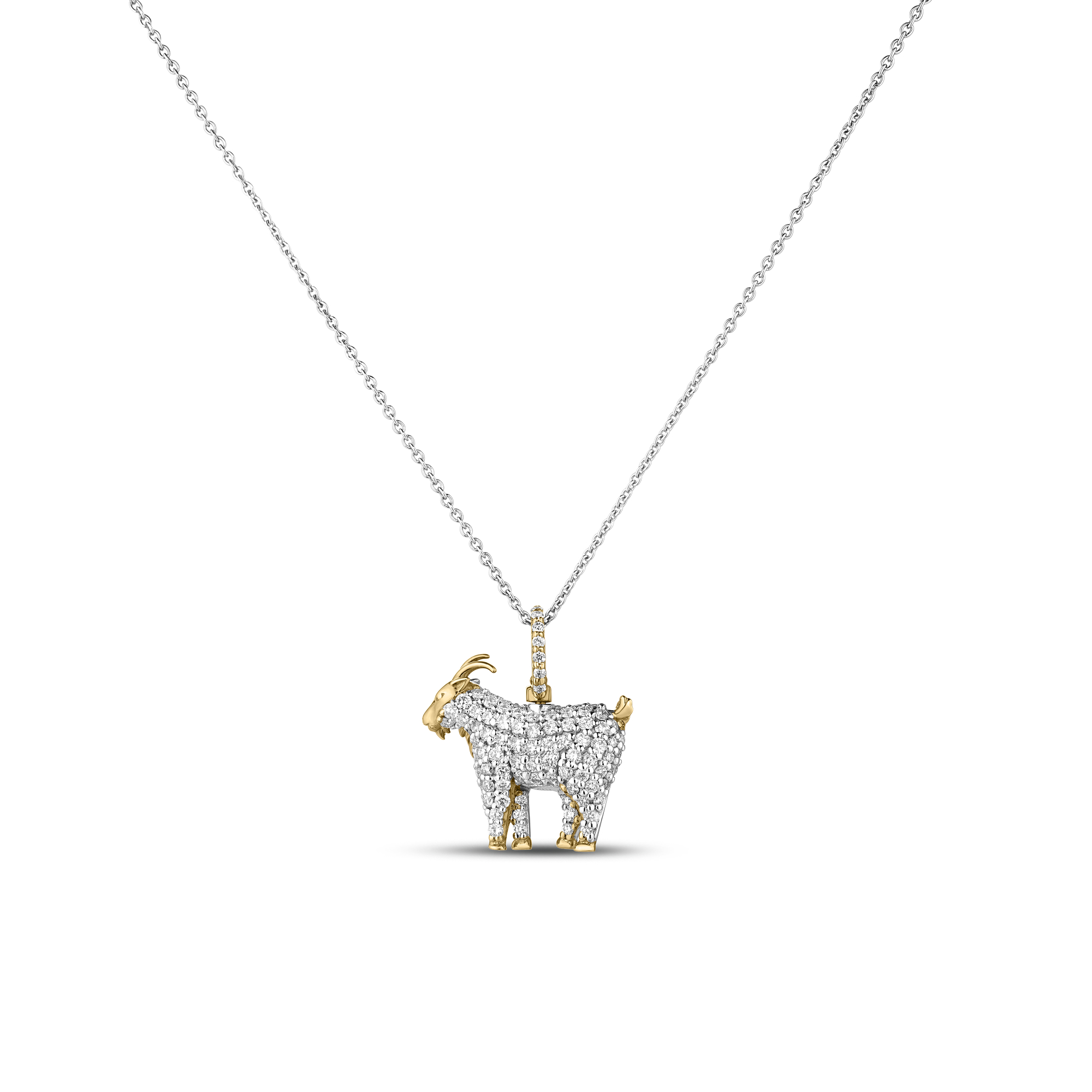 18k Yellow/white Gold Tiny Treasures Diamond Goat Necklace
