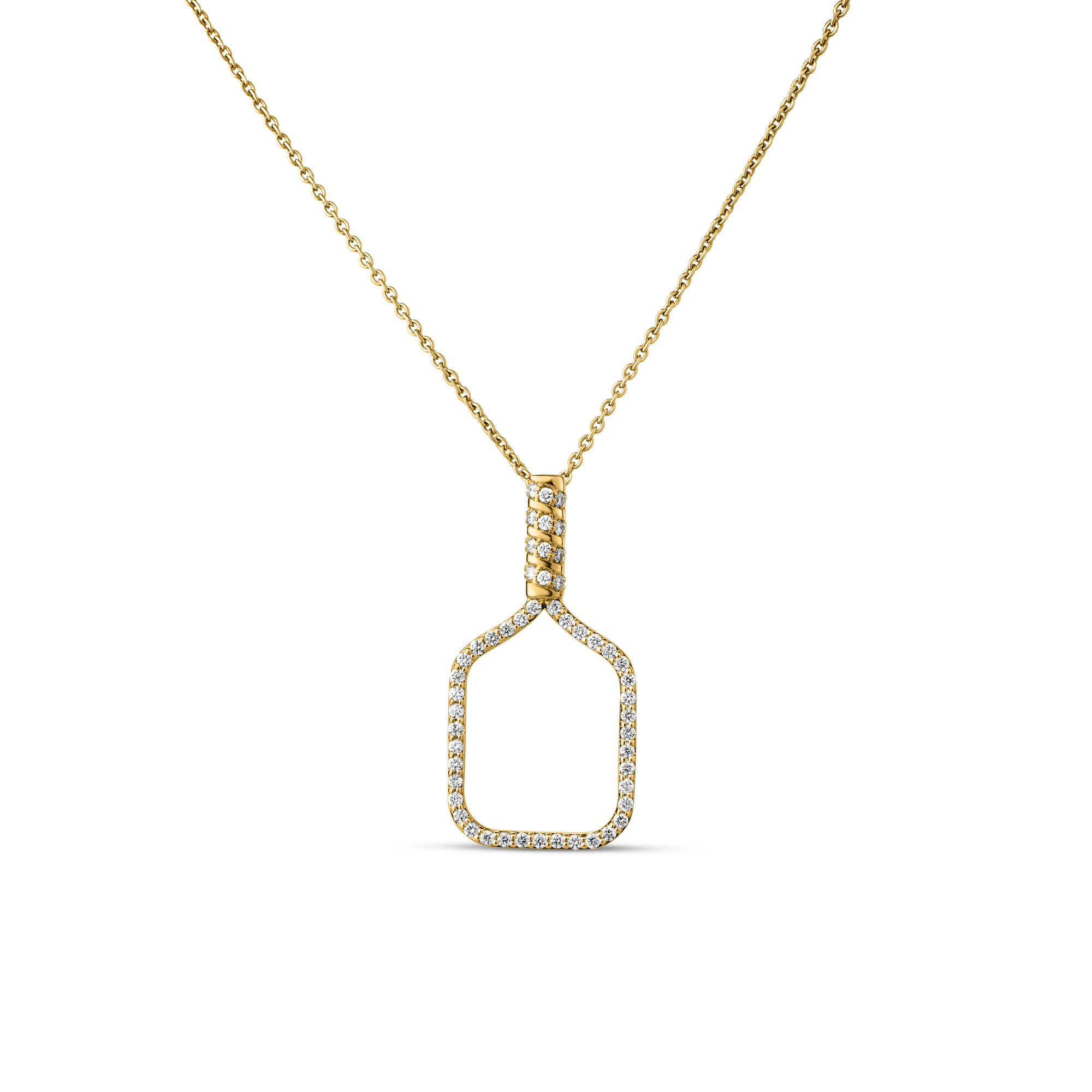 18k Yellow Gold Tiny Treasures Diamond Outline Pickleball Racket Necklace