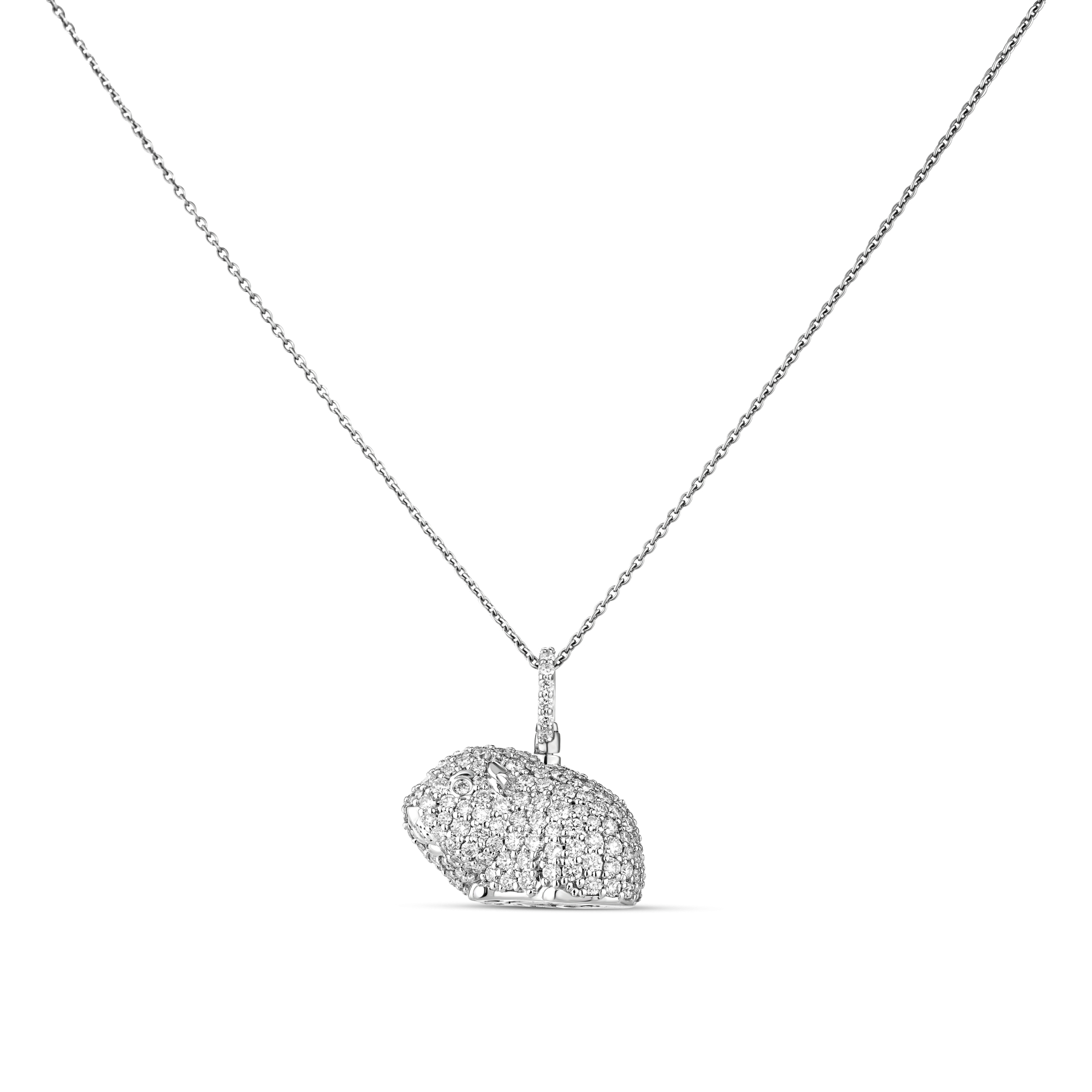 18k White Gold Tiny Treasures Pave Diamond Guinea Pig Necklace