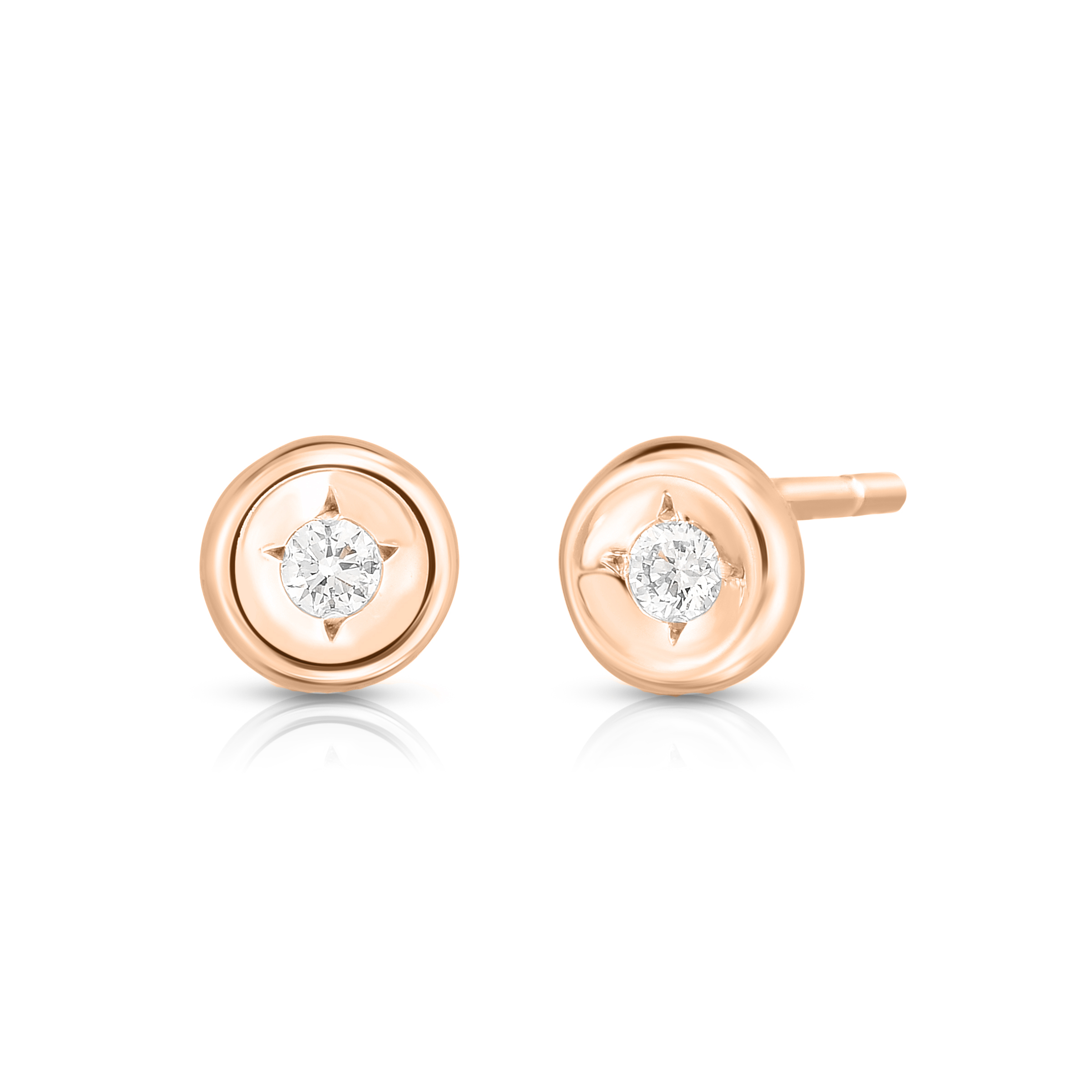 18k Rose Gold Tiny Treasures Bezel Set Earrings