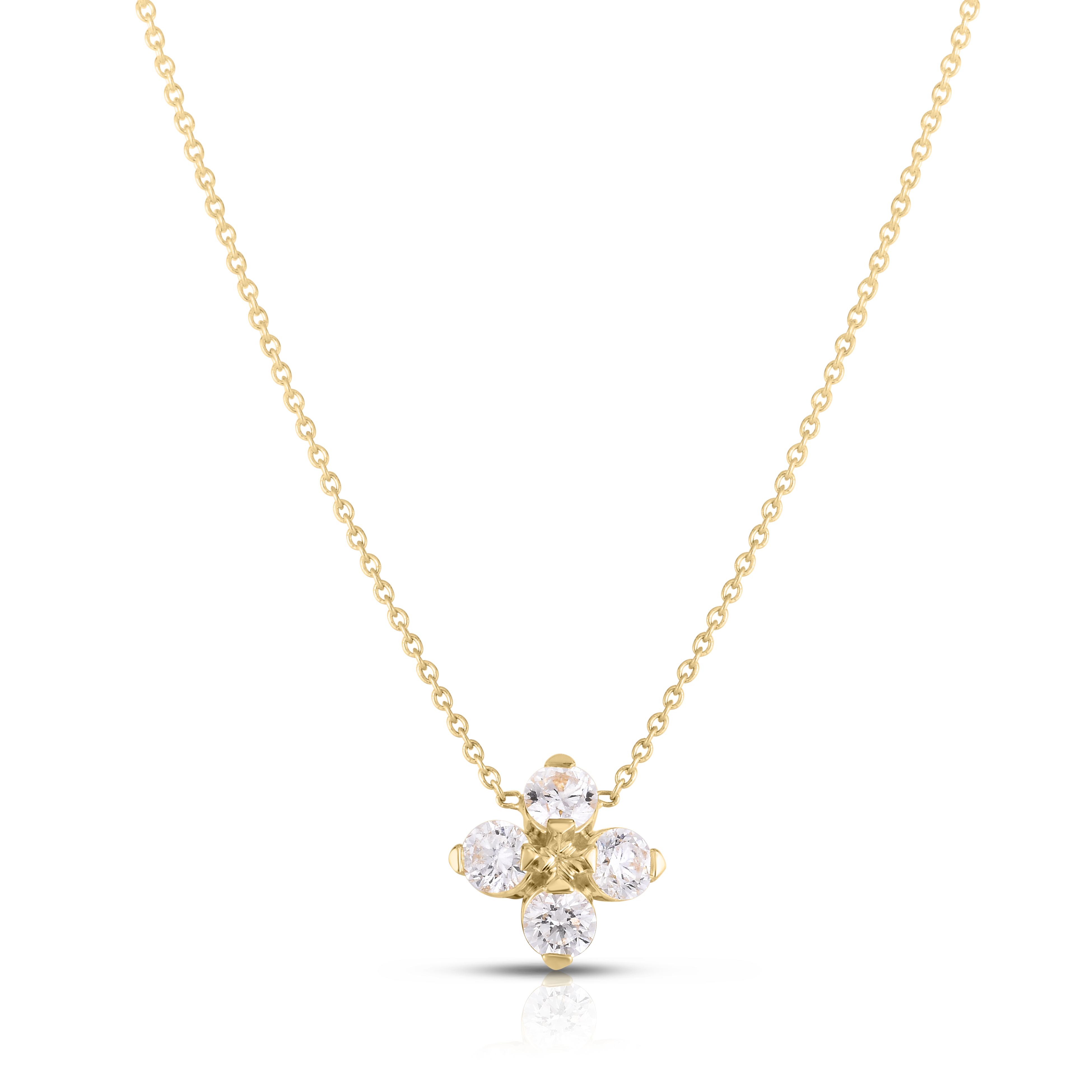 18k Yellow Gold Love In Verona Diamond Flower Necklace
