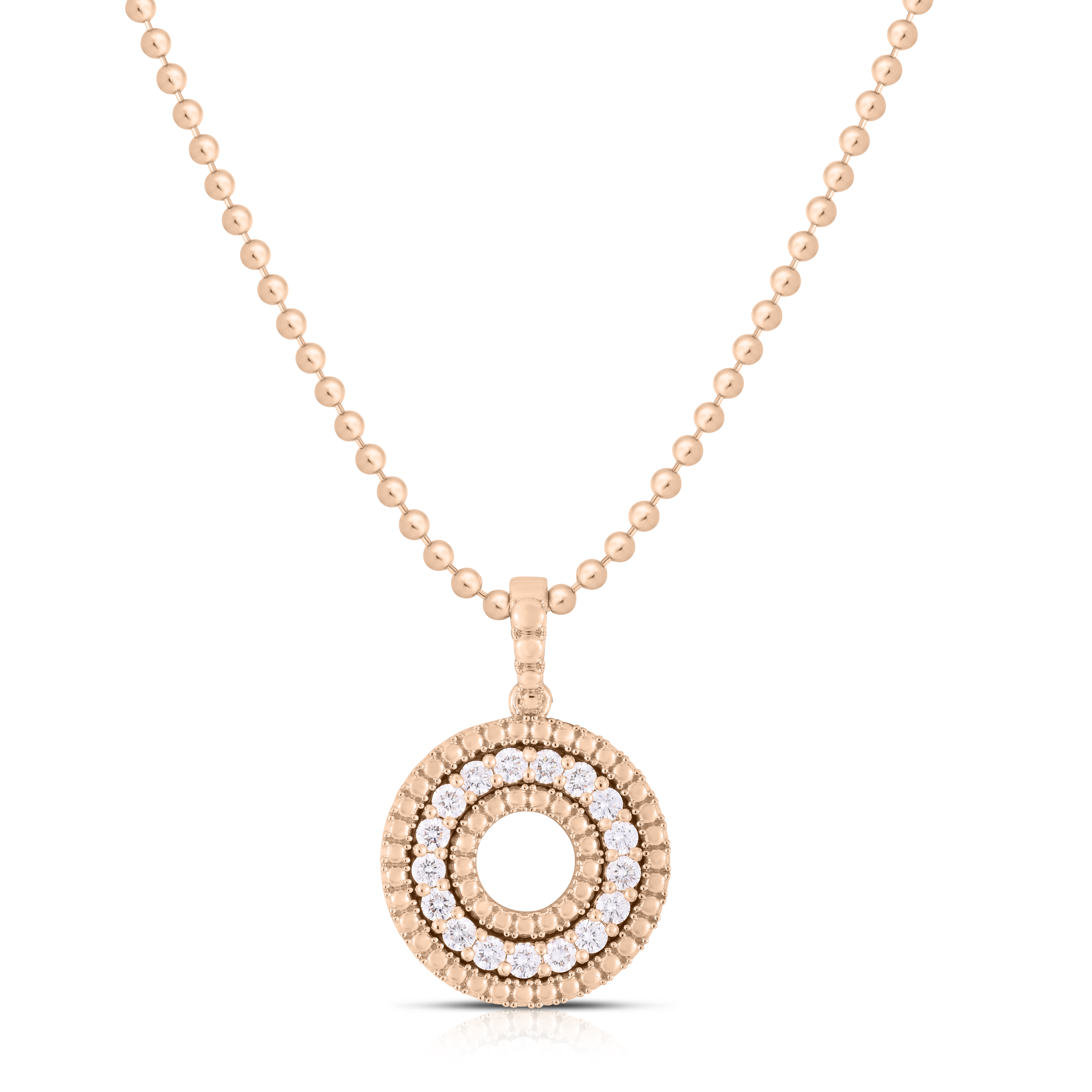 18k Rose Gold Siena Medium Diamond Circle Necklace
