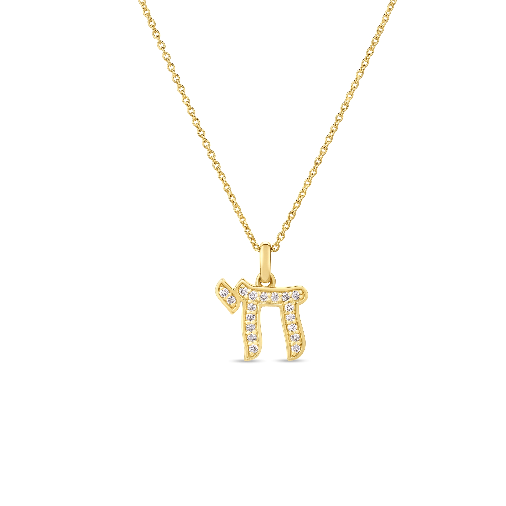 18k Yellow Gold Tiny Treasures Diamond Chai  Symbol Necklace