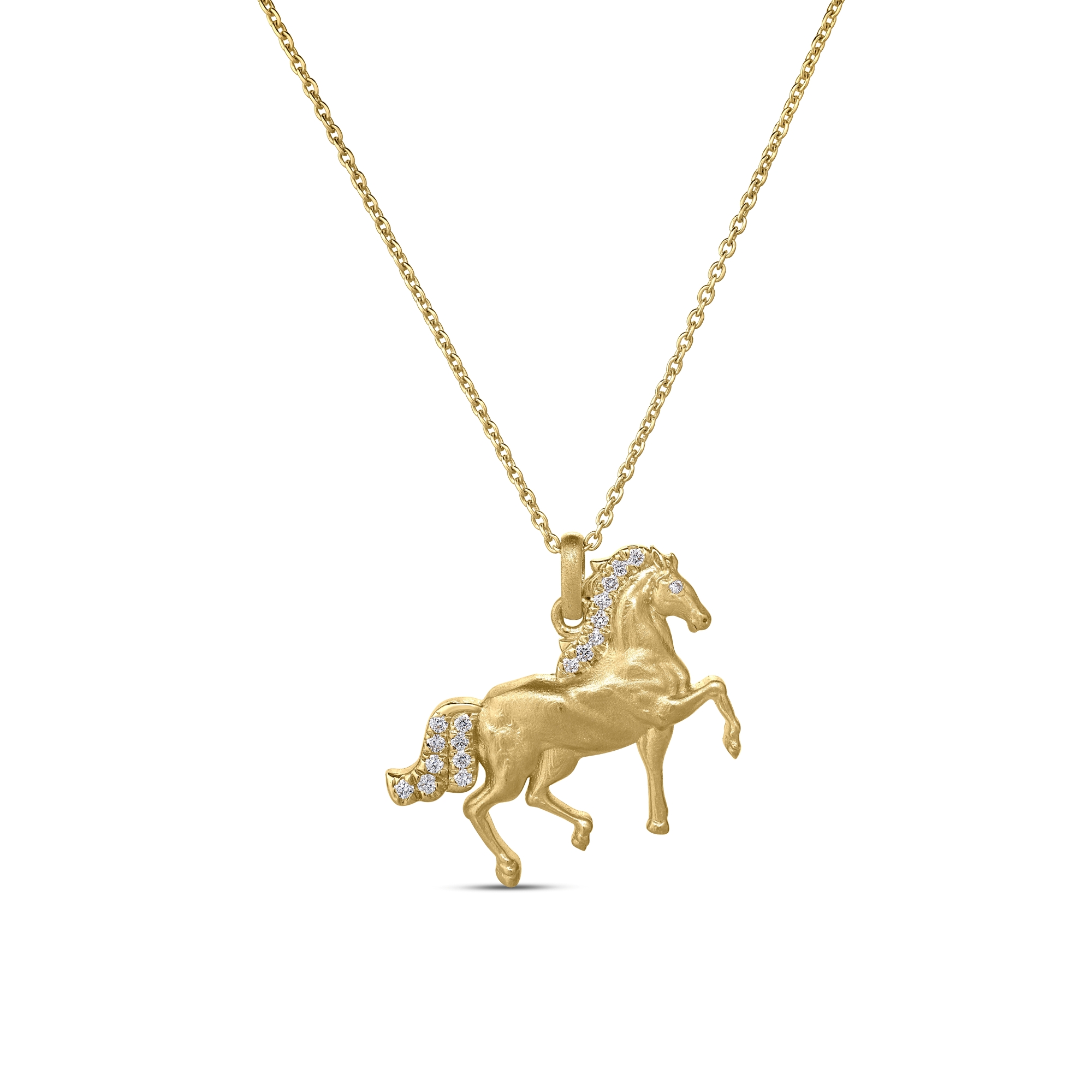 18k Yellow Gold Tiny Treasures Diamond Horse Necklace