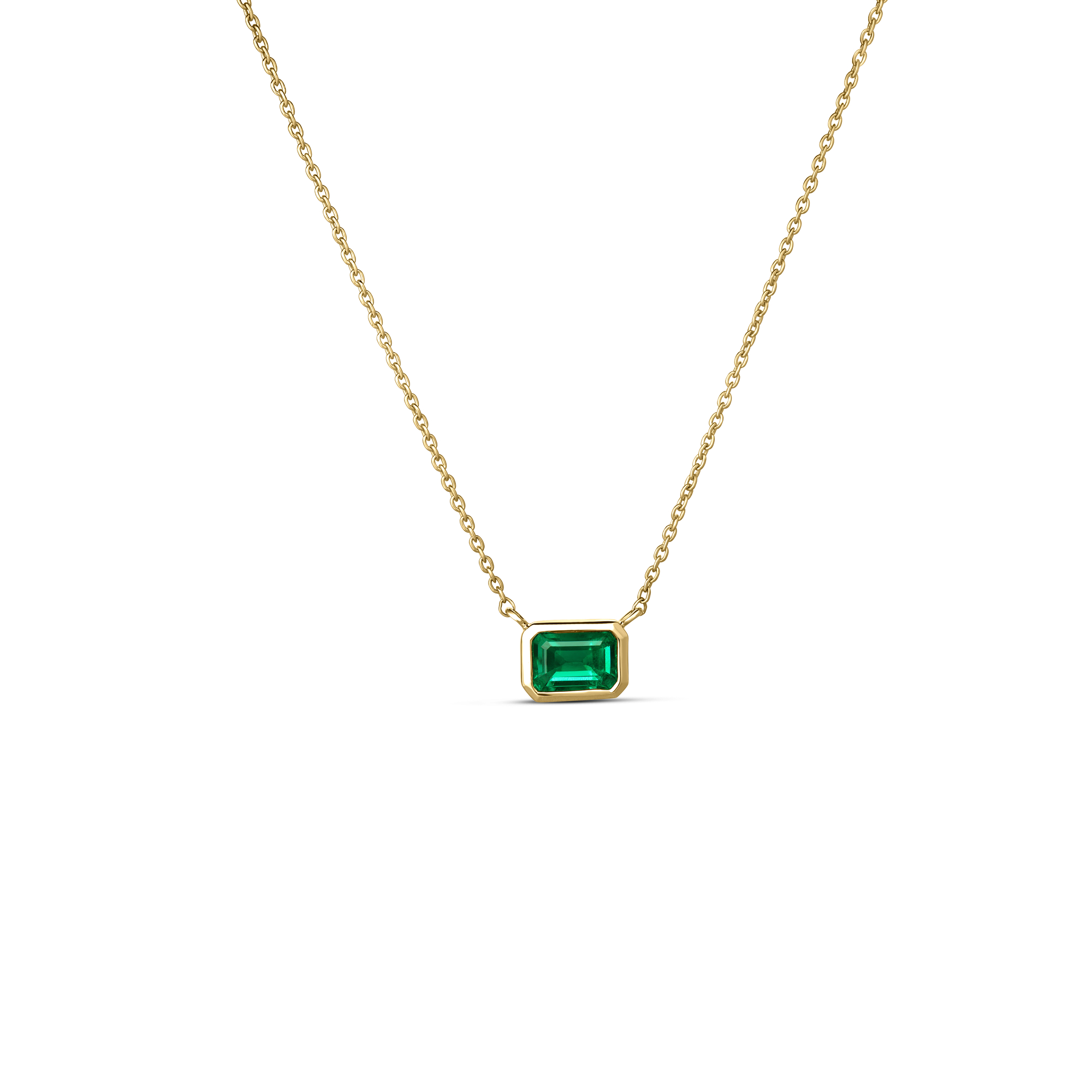 18k Yellow Gold Tiny Treasures Emerald Cut Emerald Necklace