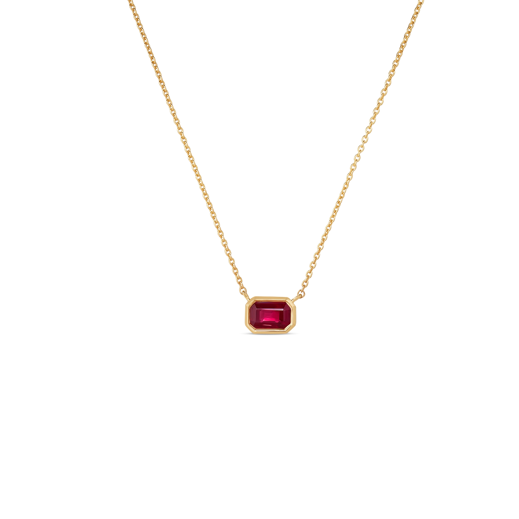 18k Yellow Gold Tiny Treasures Emerald Cut Ruby Necklace