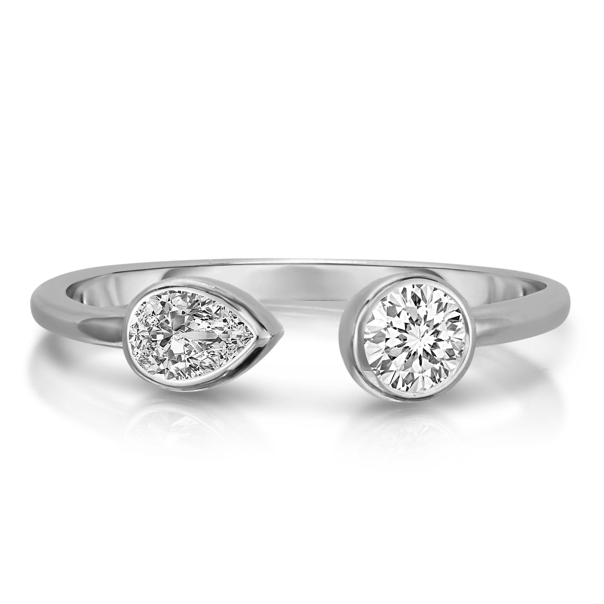 18k White Gold Dolce 2 Stone Ring - Mq