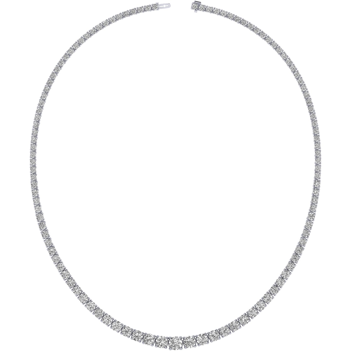 18k White Gold Classic Diamond U Setting Riviera Diamond Necklace - 1.00ct Cntr