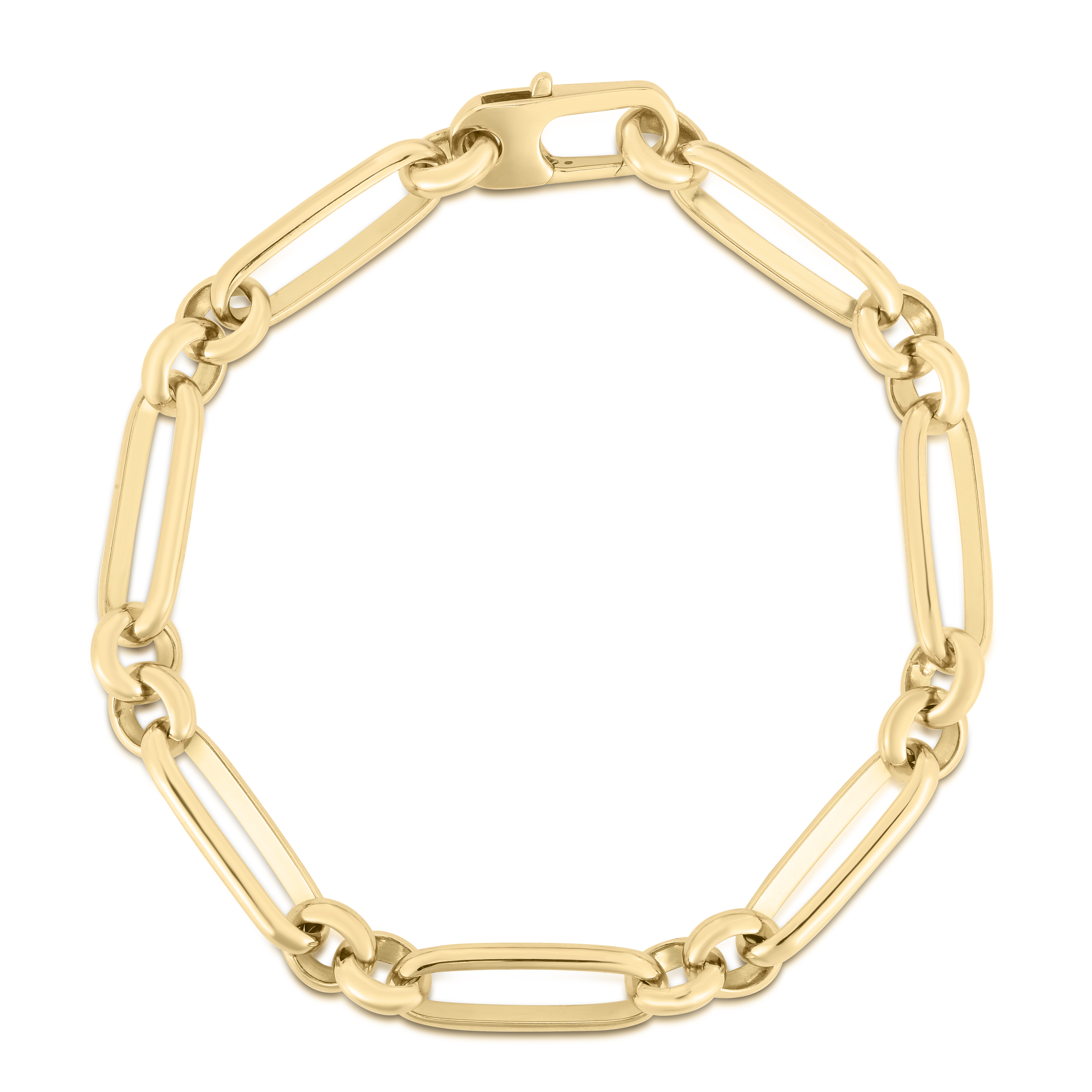 18k Yellow Designer Gold Mixed Link Bracelet