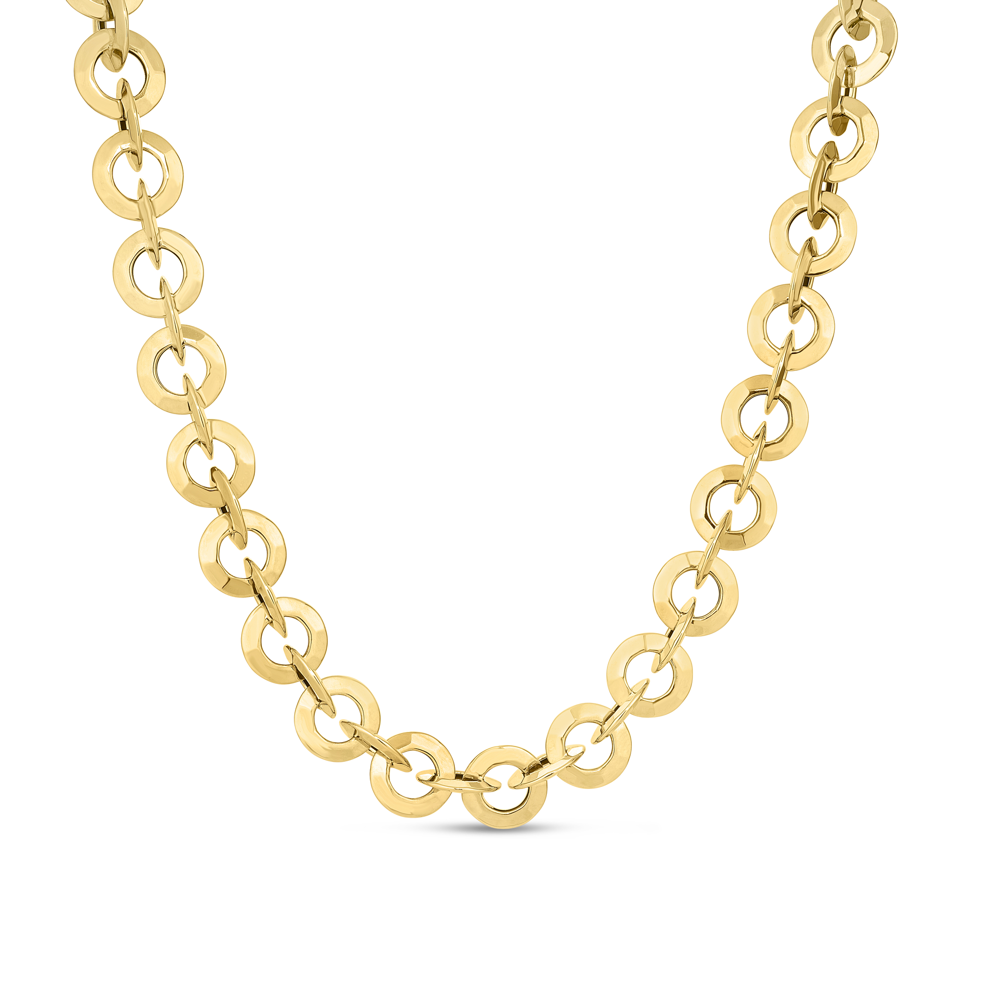 18k Yellow Designer Gold Circle Link Chain Necklace
