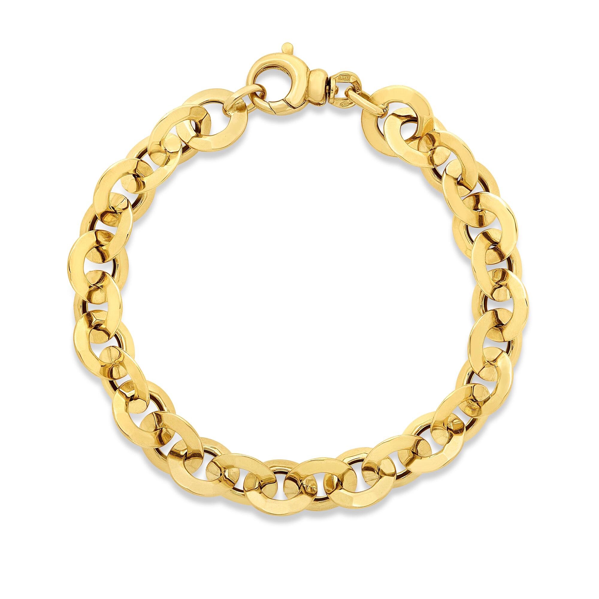 18k Yellow Designer Gold Circle Link Chain Bracelet