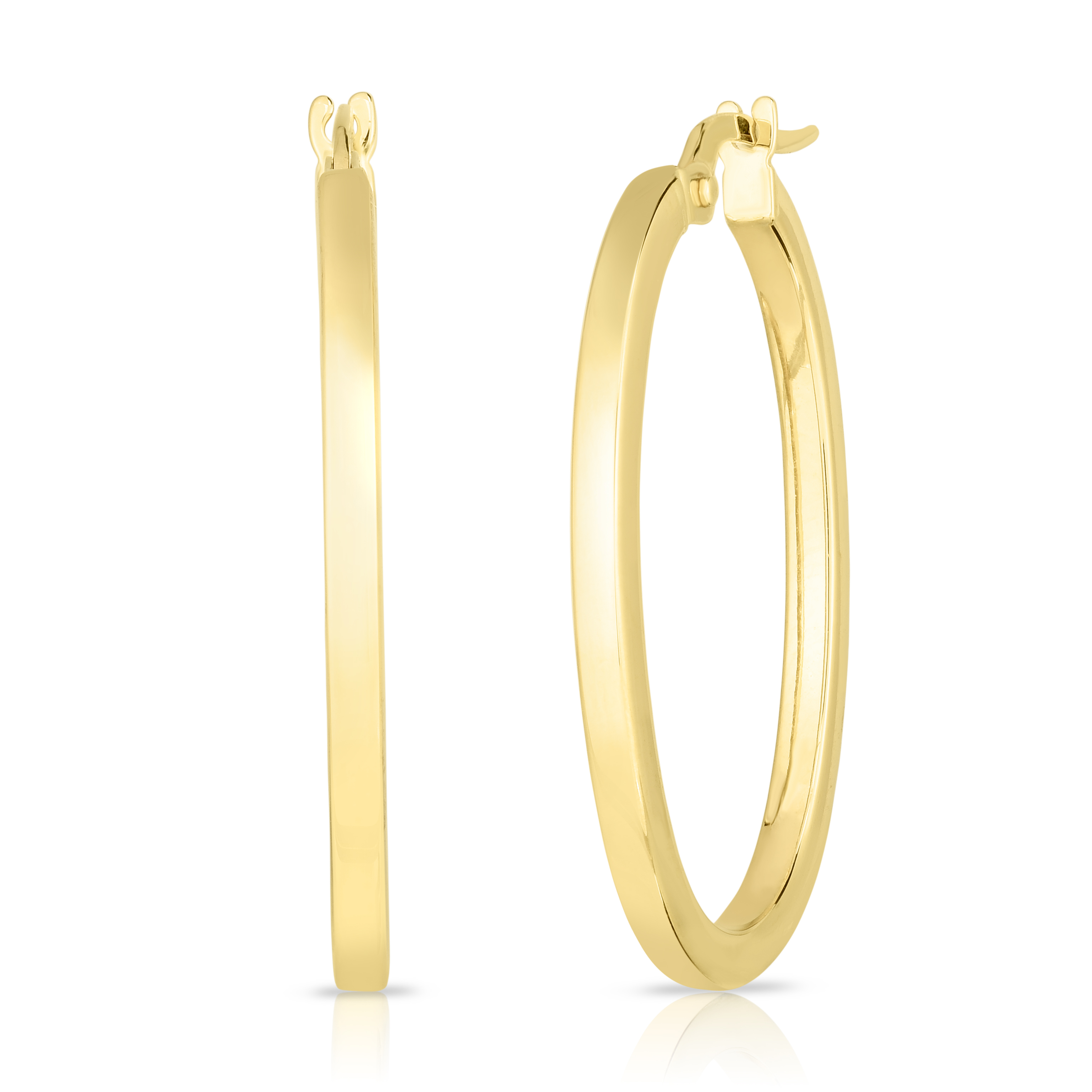 18k Yellow Gold The Perfect Hoop® Small Square Edged Oval Earrings