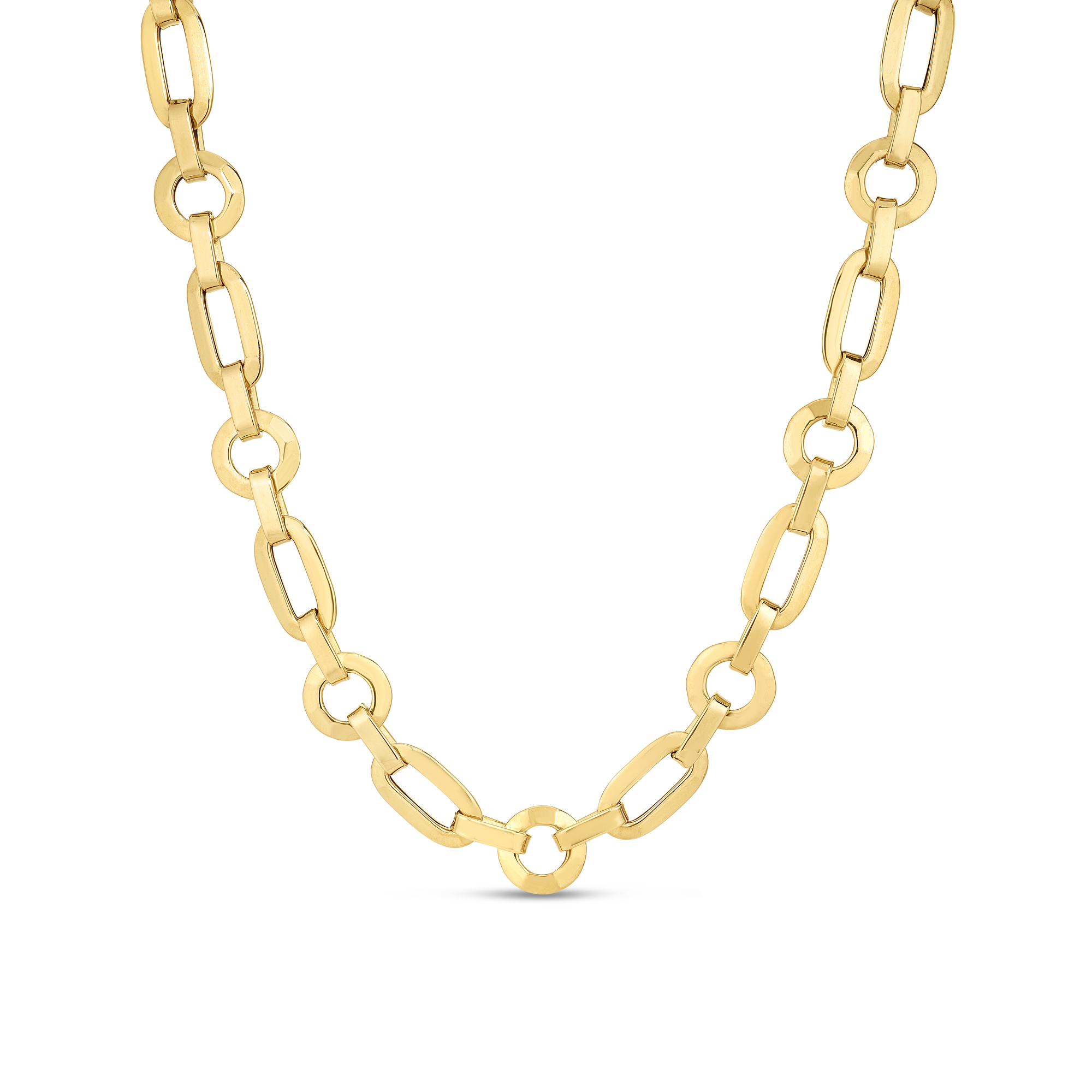 18k Yellow Designer Gold Mixed Link Chain Necklace