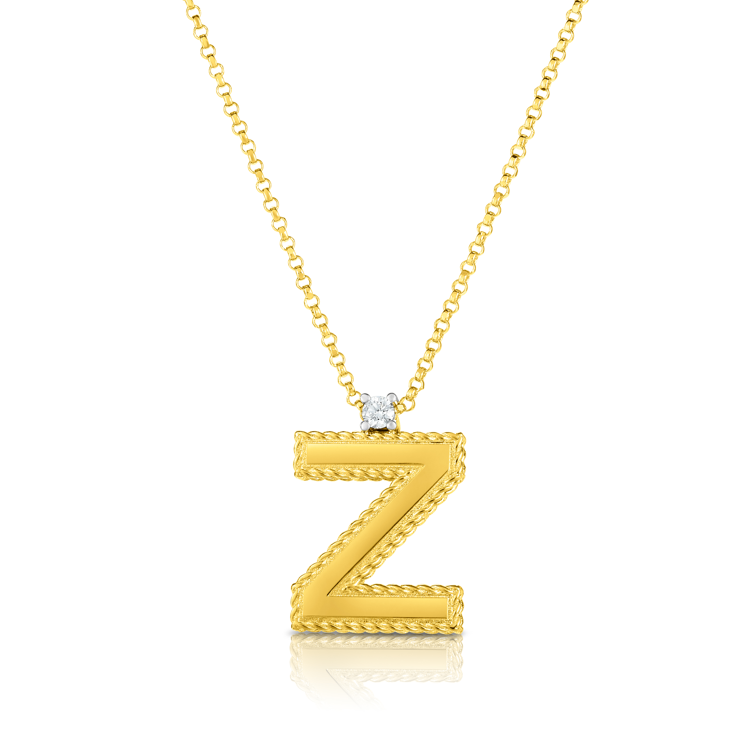 18k Yellow Gold Princess Block Letter "z" Necklace