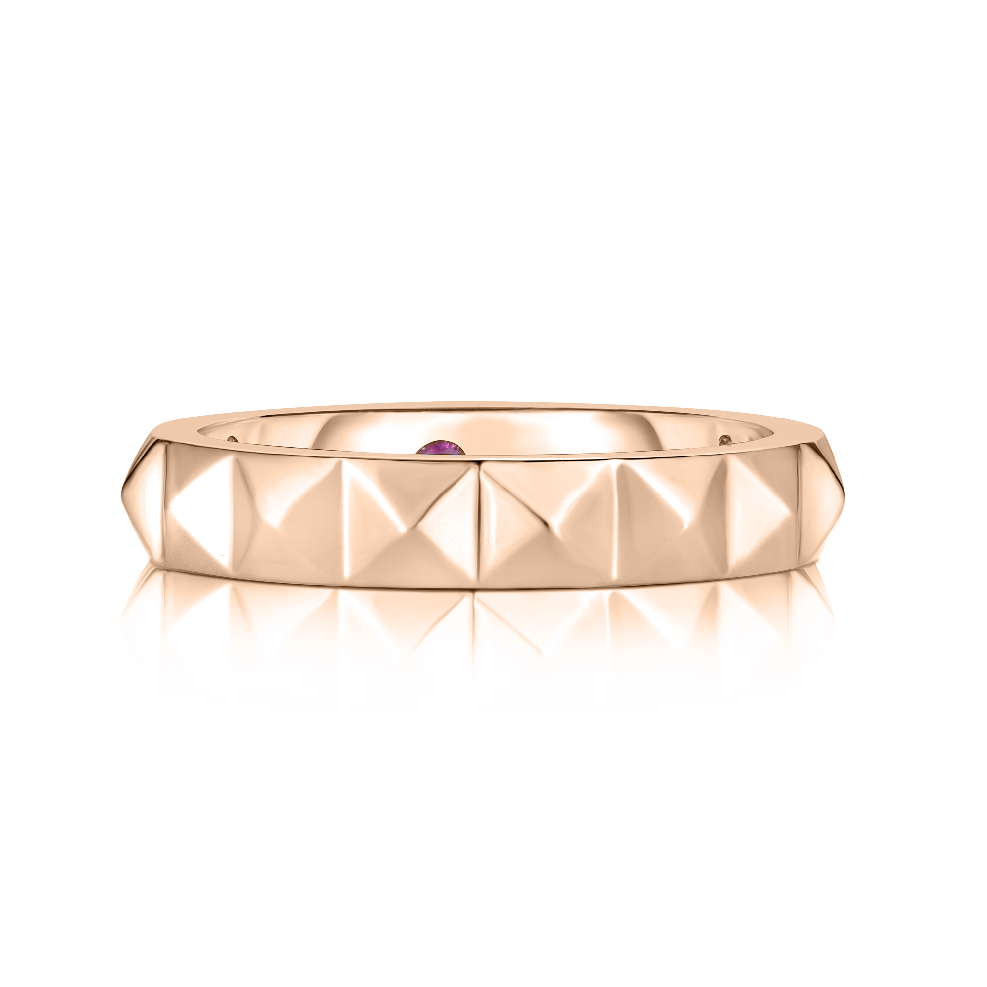 18k Rose Gold Obelisco Single Row Ring