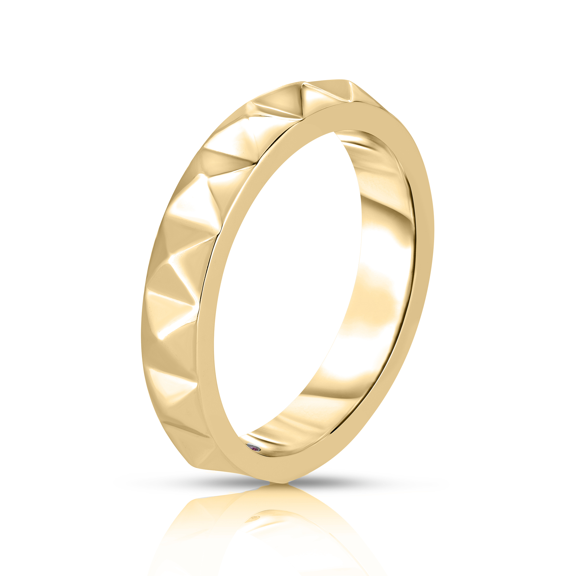 18k Yellow Gold Obelisco Single Row Ring