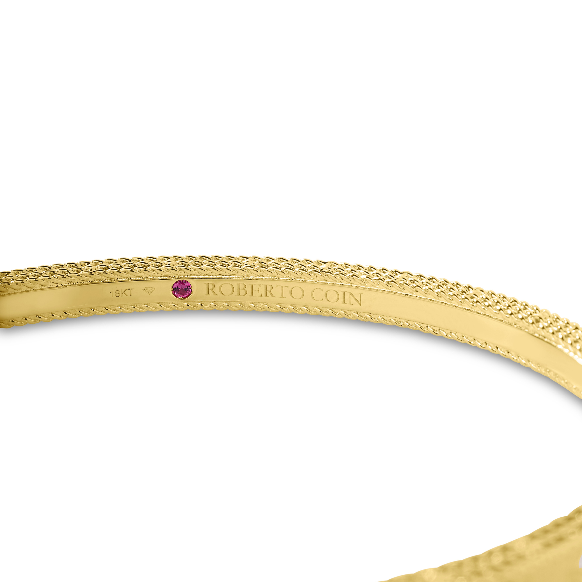 18k Yellow Gold Princess Diamond & Blue Sapphire Satin Finish Bangle