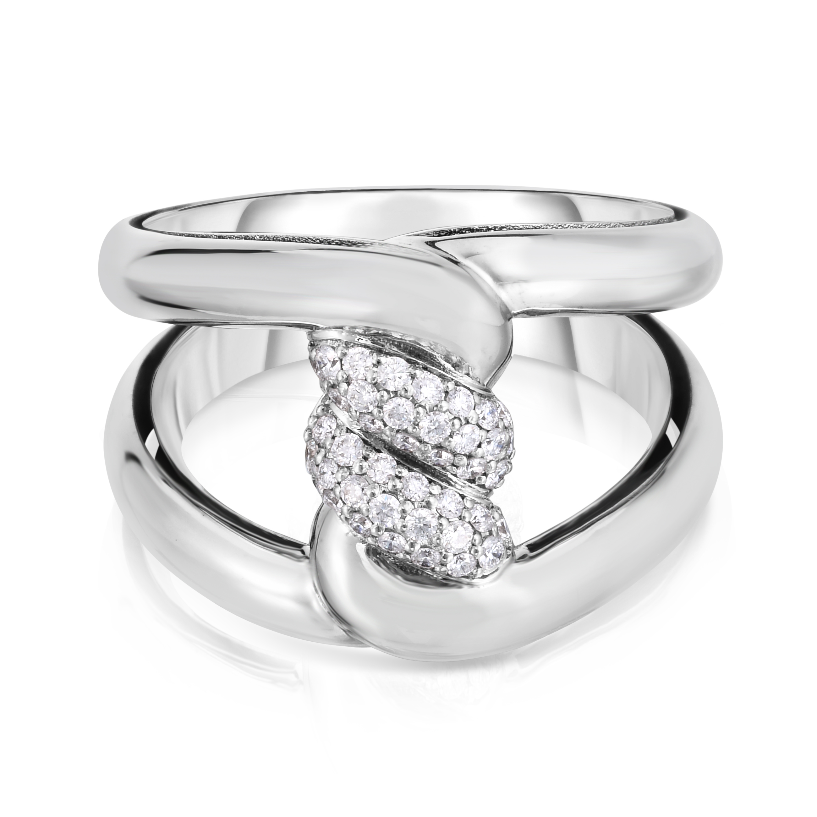 18k White Gold Cialoma Diamond Accent Knot Ring