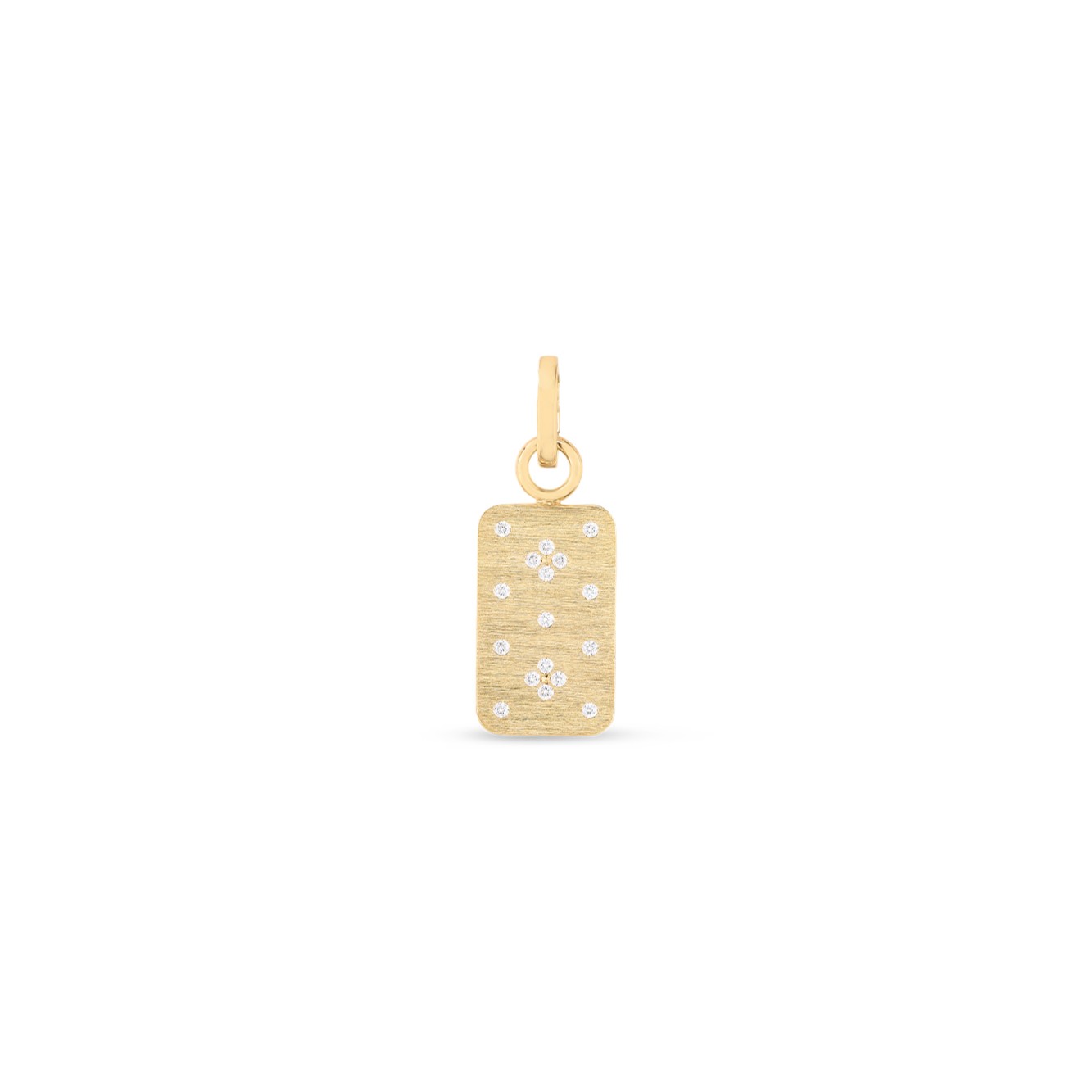 18k Yellow Gold Venetian Princess Diamond Dog Tag Medallion Pendant