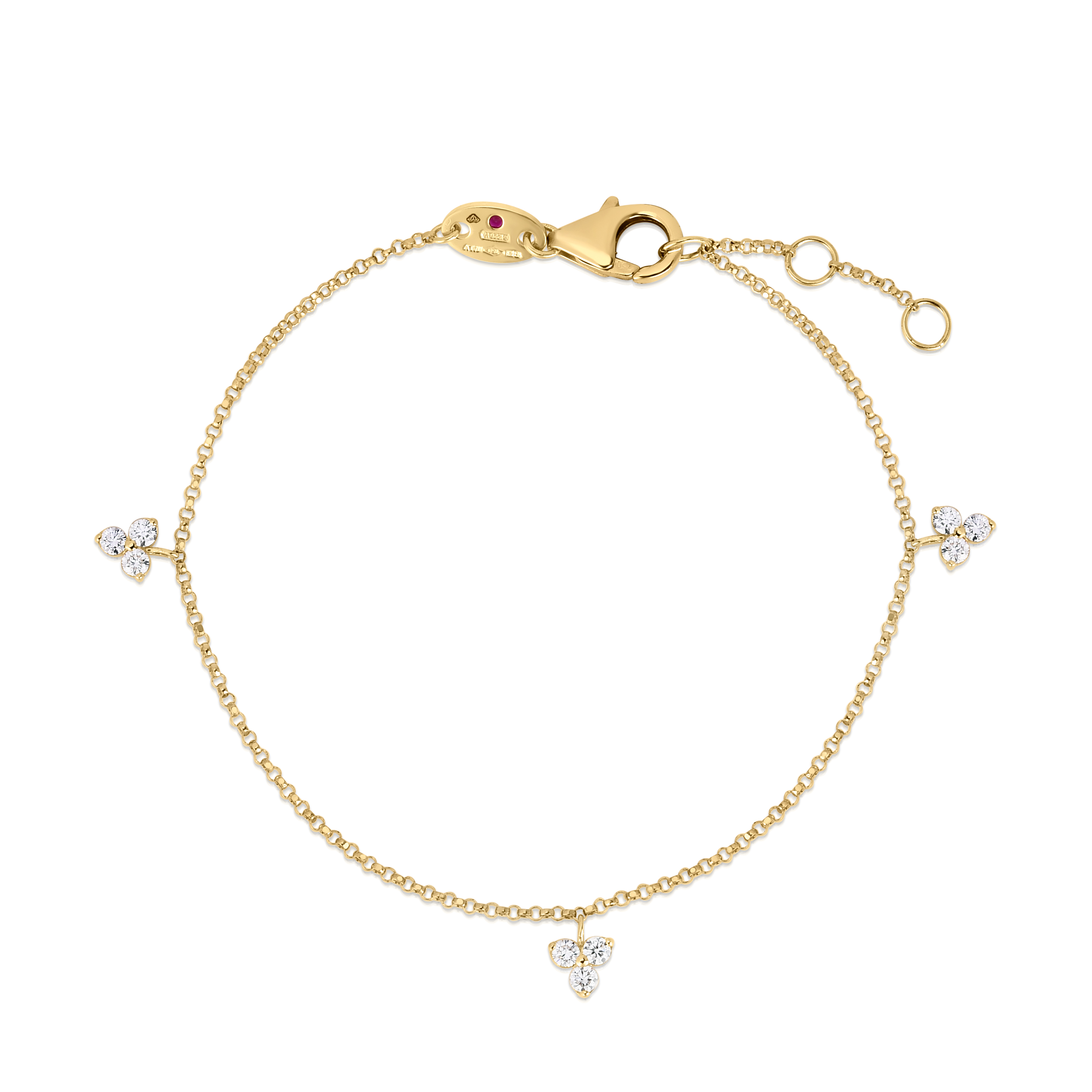 18k Yellow Gold Love By The Inch Dangling Three Station Bracelet