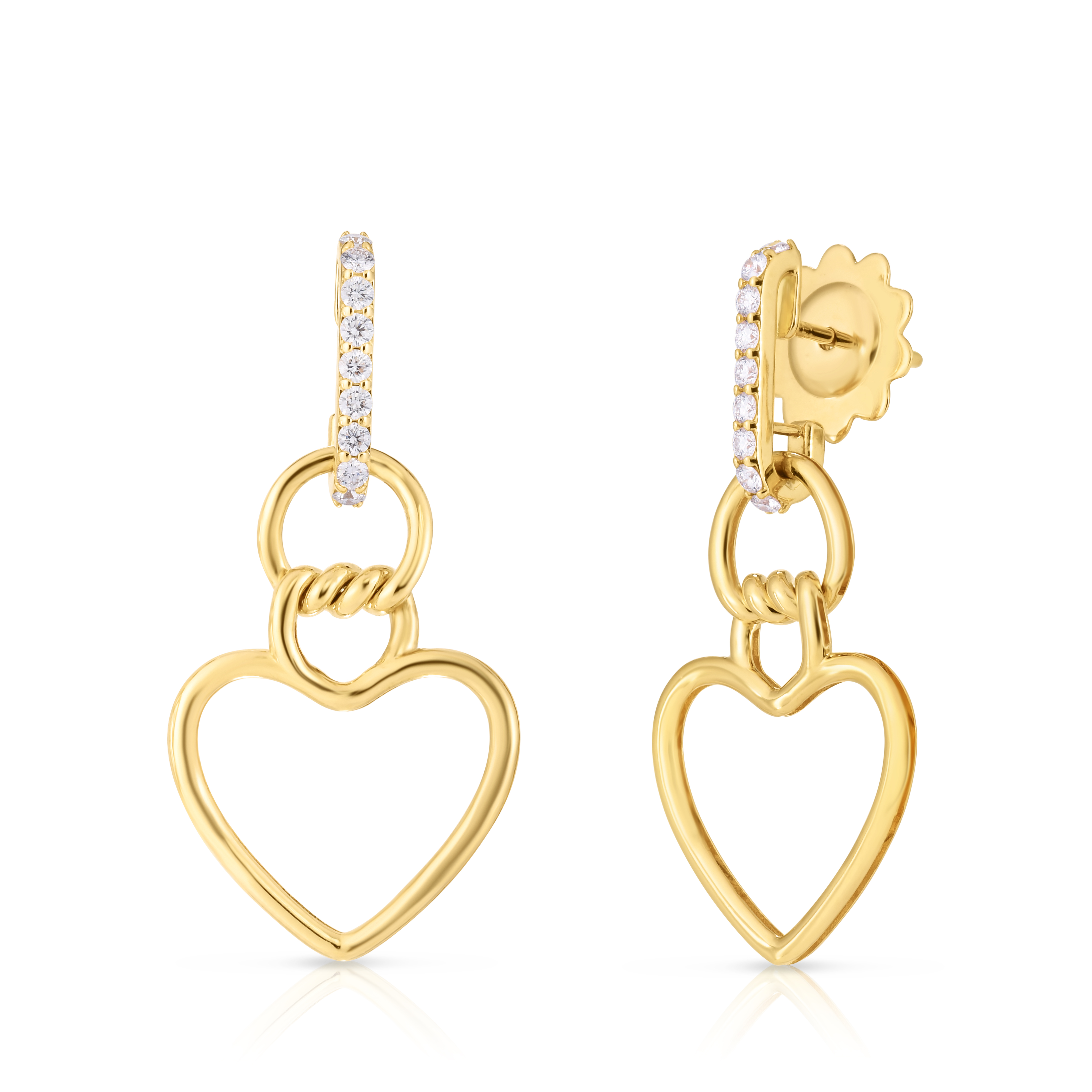 18k Yellow Cialoma Diamond Heart Earrings